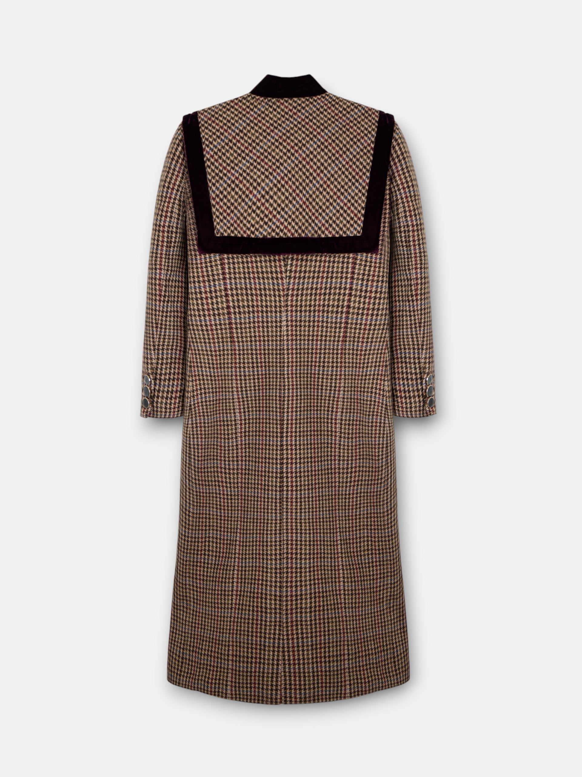 Abrigo unique largo pata de gallo burdeos