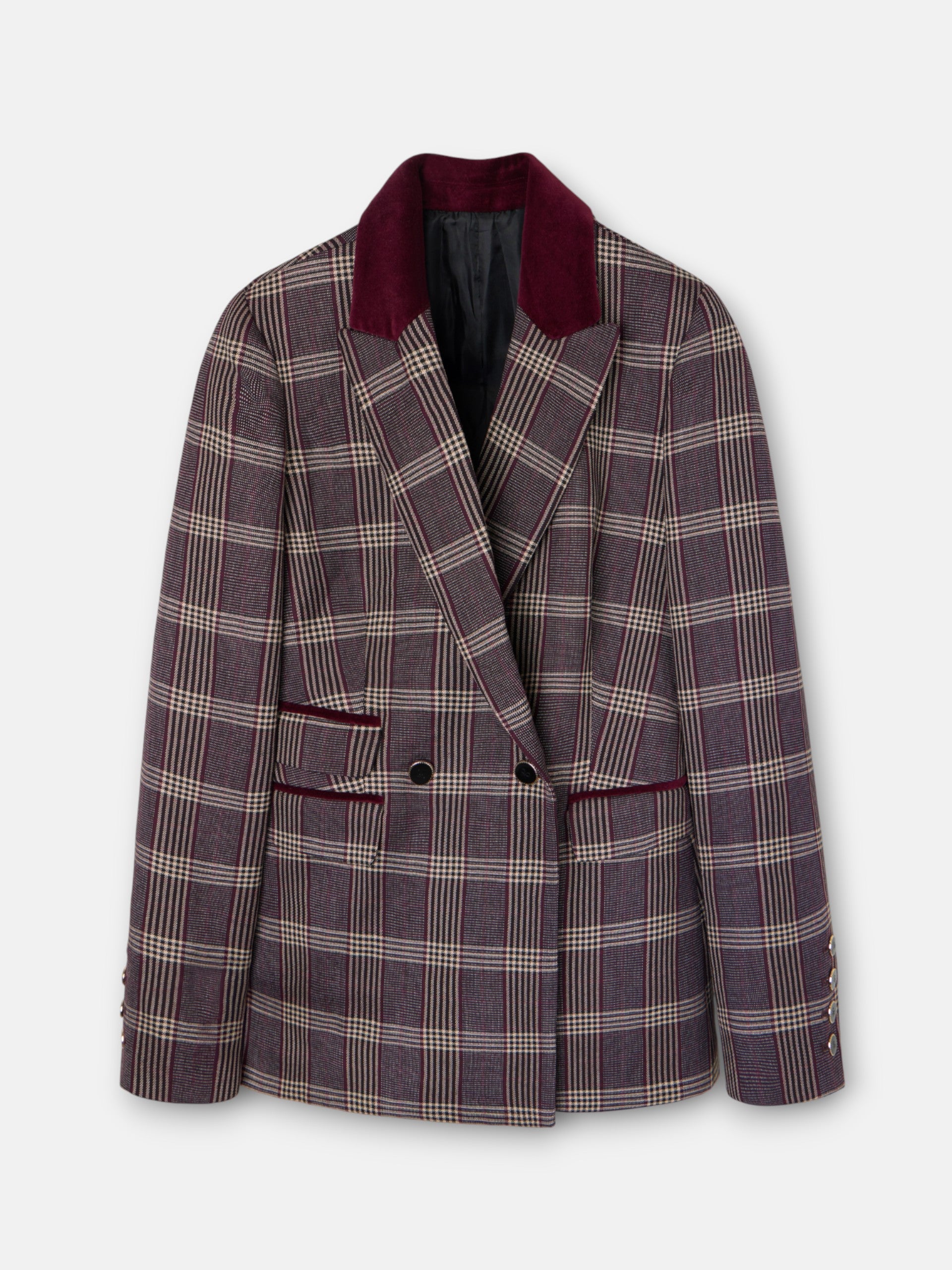 Unique purple plaid peplum blazer