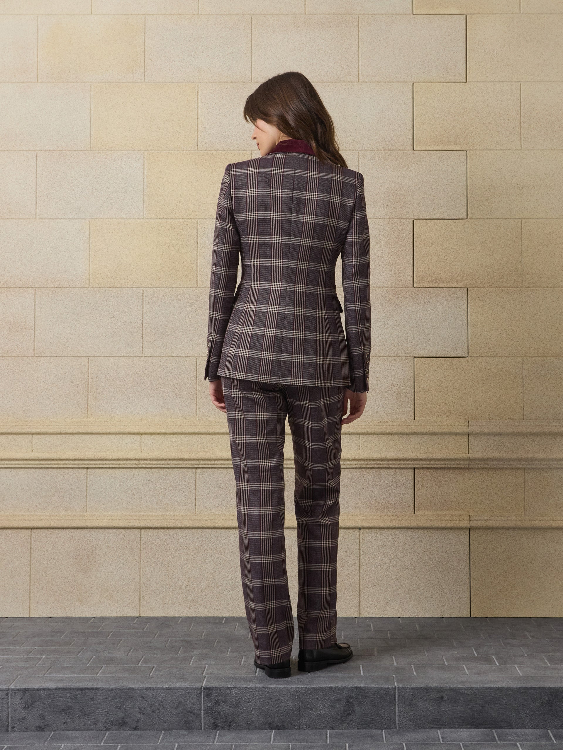 Unique purple plaid peplum blazer