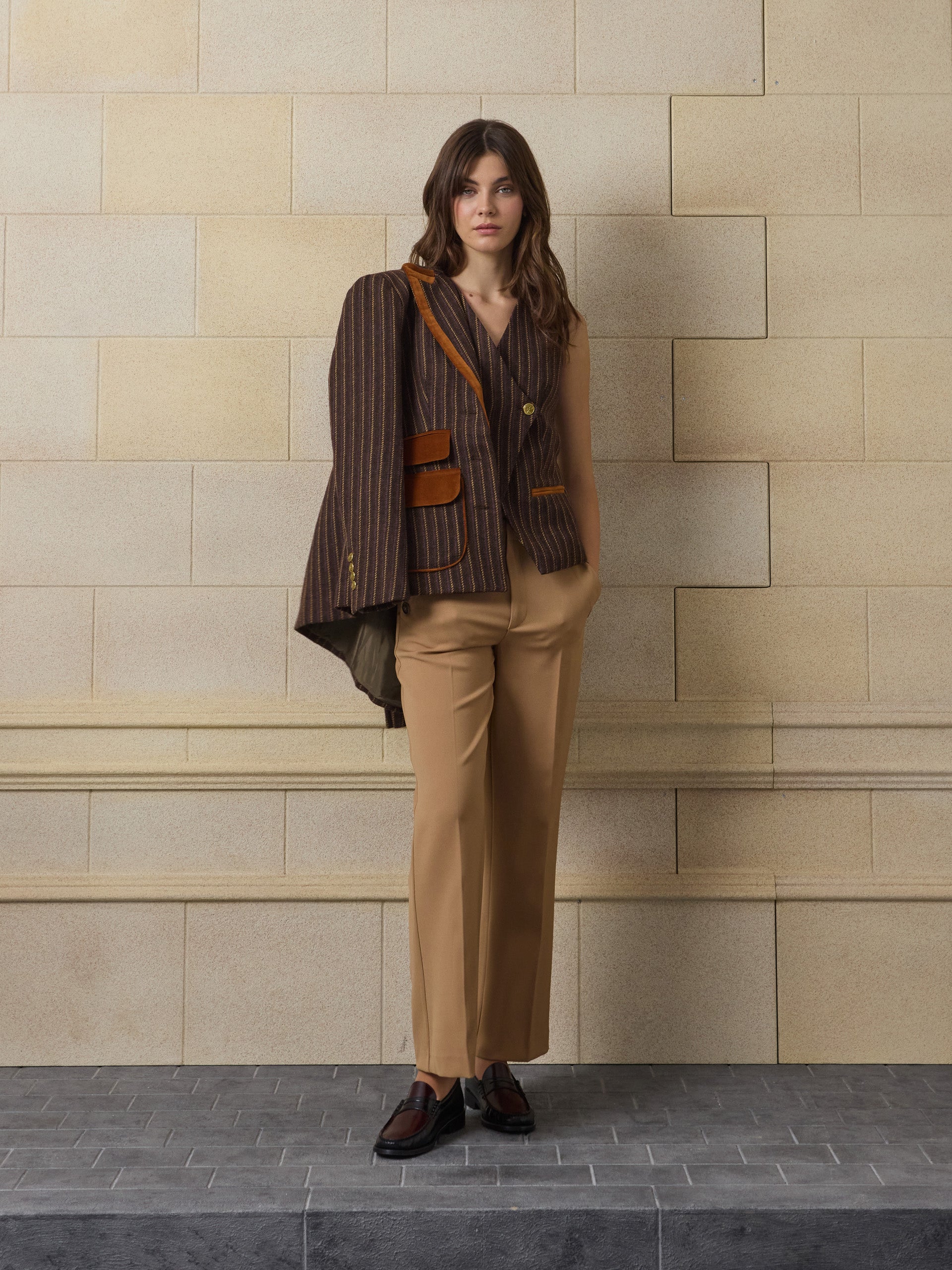 Chaleco unique cruzado rayas moradas