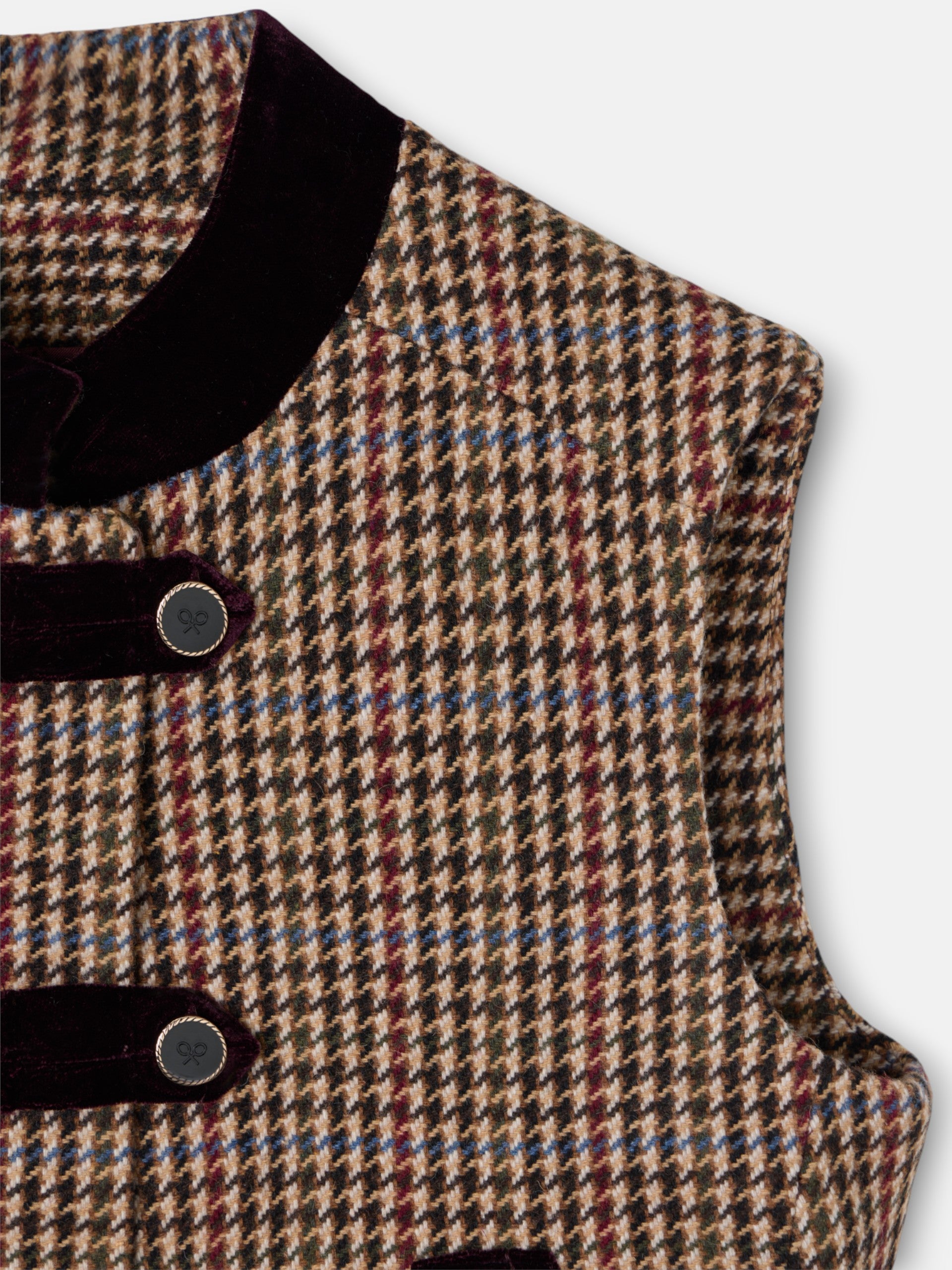 Colete exclusivo com detalhes em padrão pied-de-poule bordeaux
