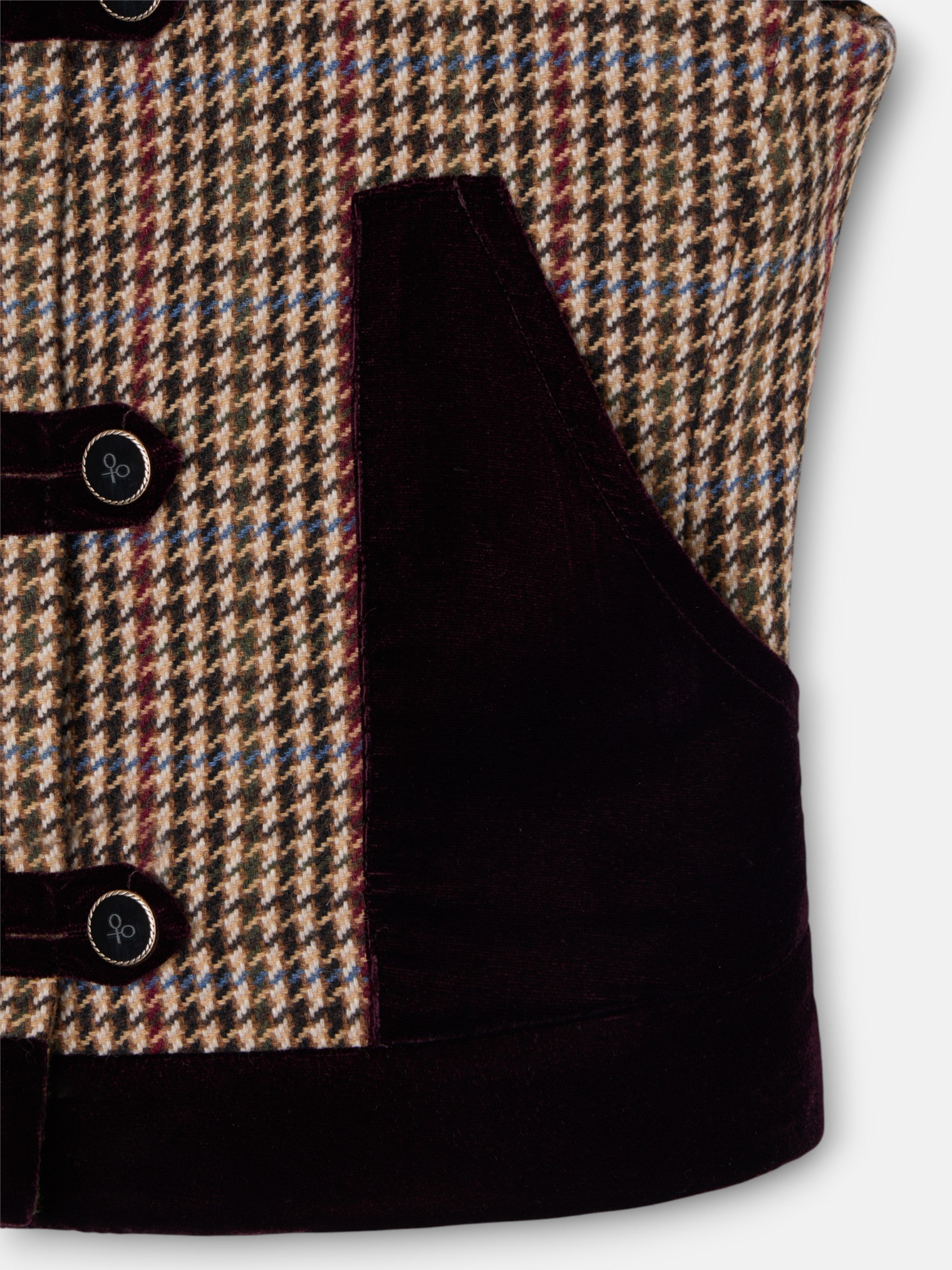 Colete exclusivo com detalhes em padrão pied-de-poule bordeaux