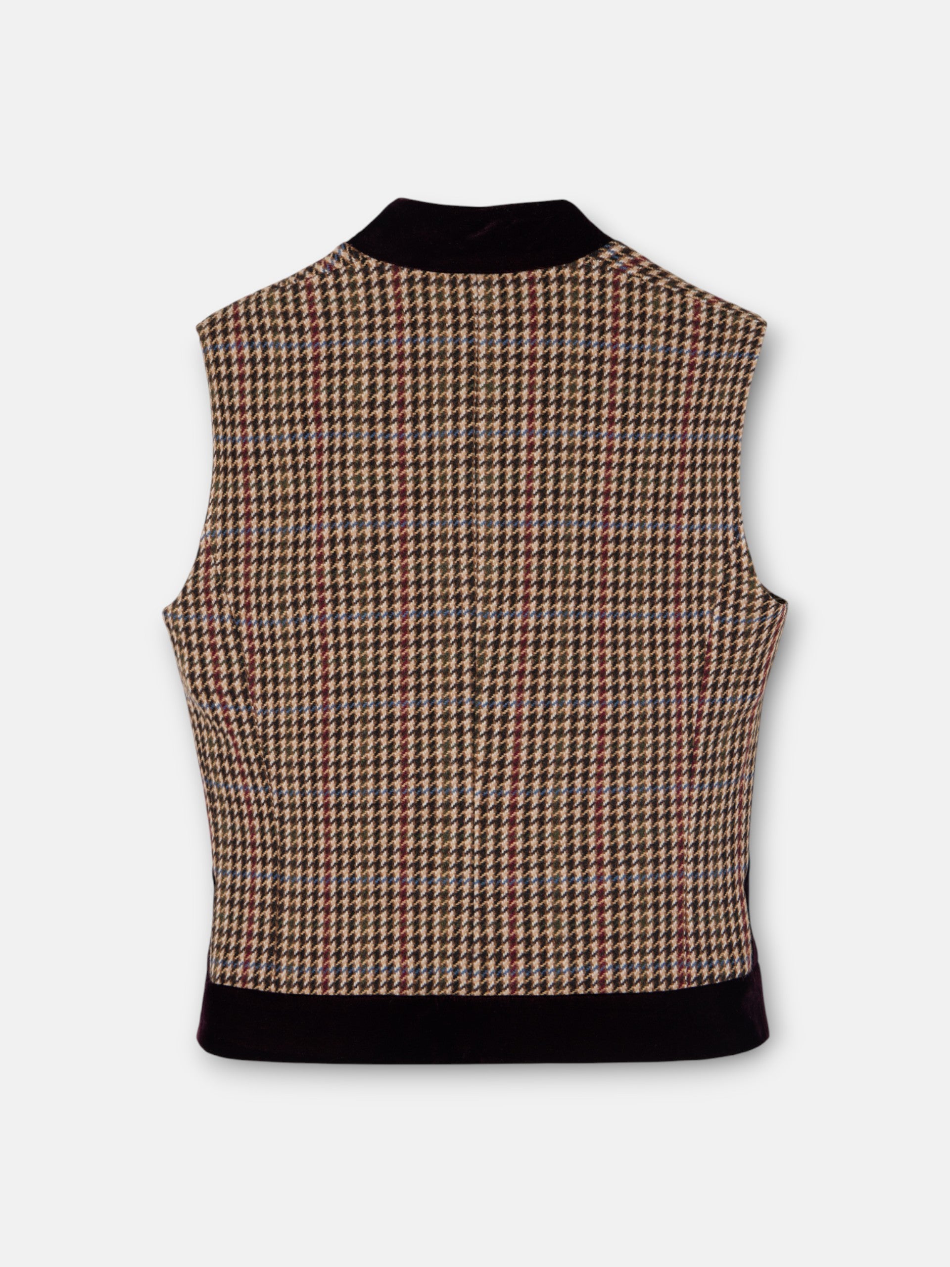 Colete exclusivo com detalhes em padrão pied-de-poule bordeaux