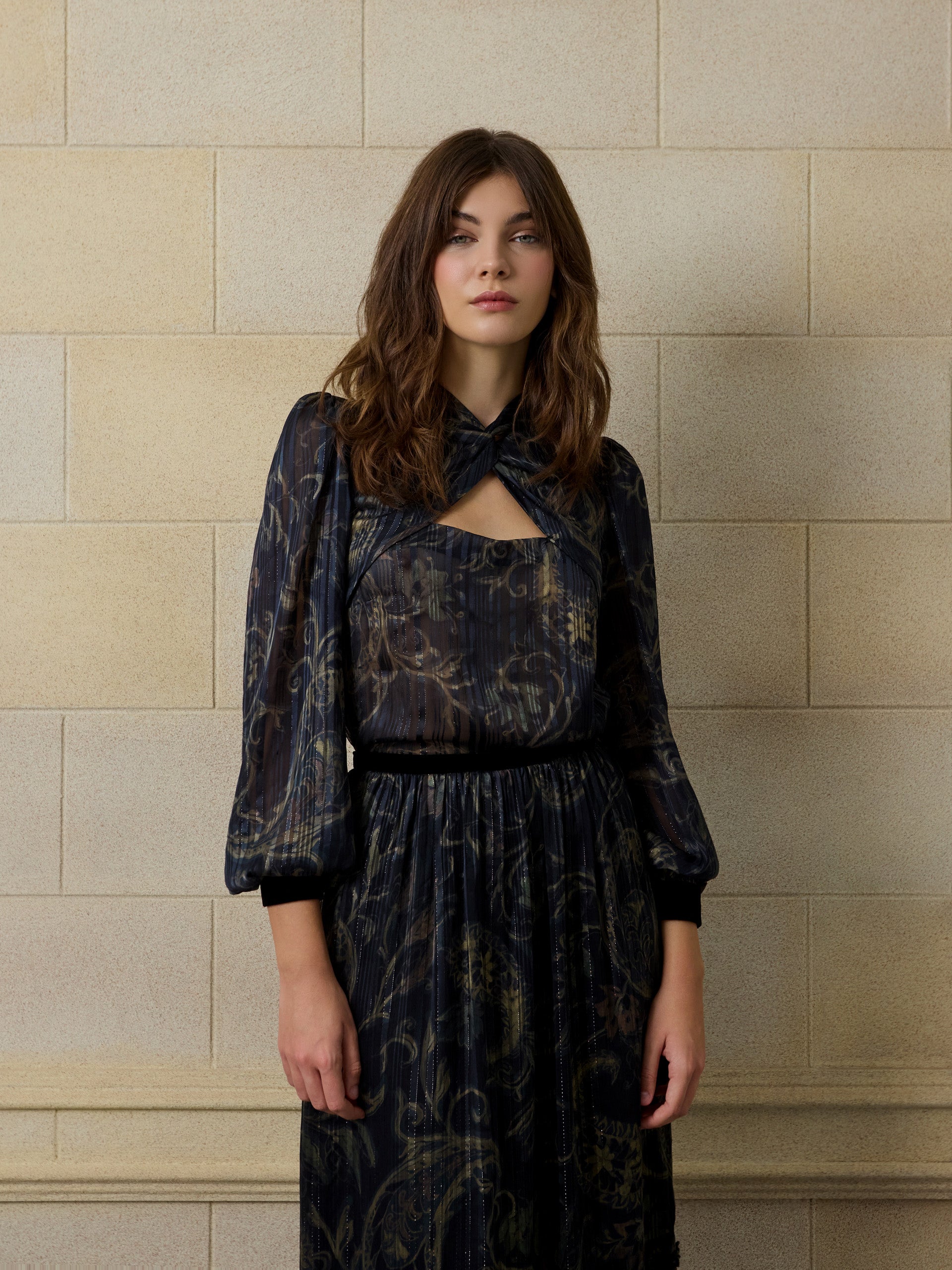 Blusa unique estampado cachemir azul