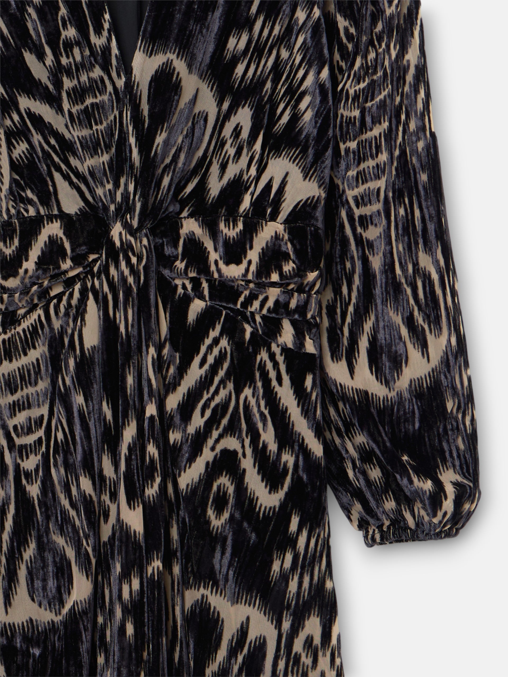 Vestido unique midi estampado ikat negro