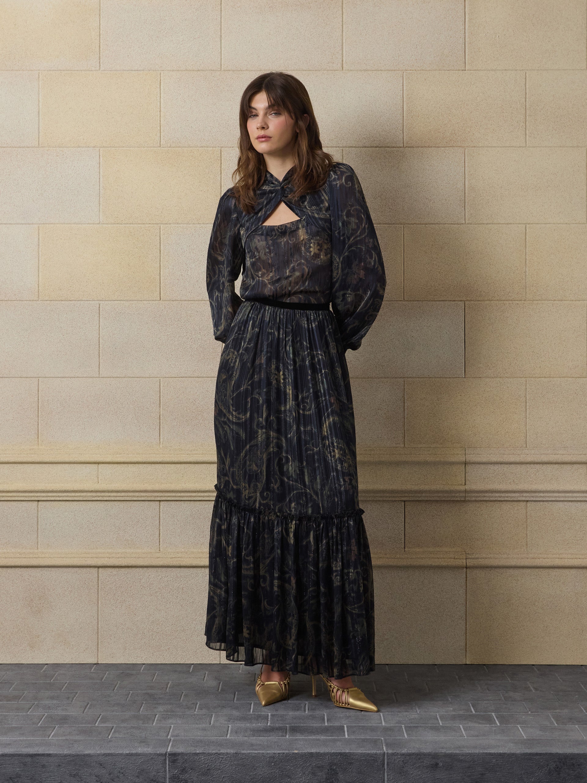 Falda unique larga estampado cachemir azul