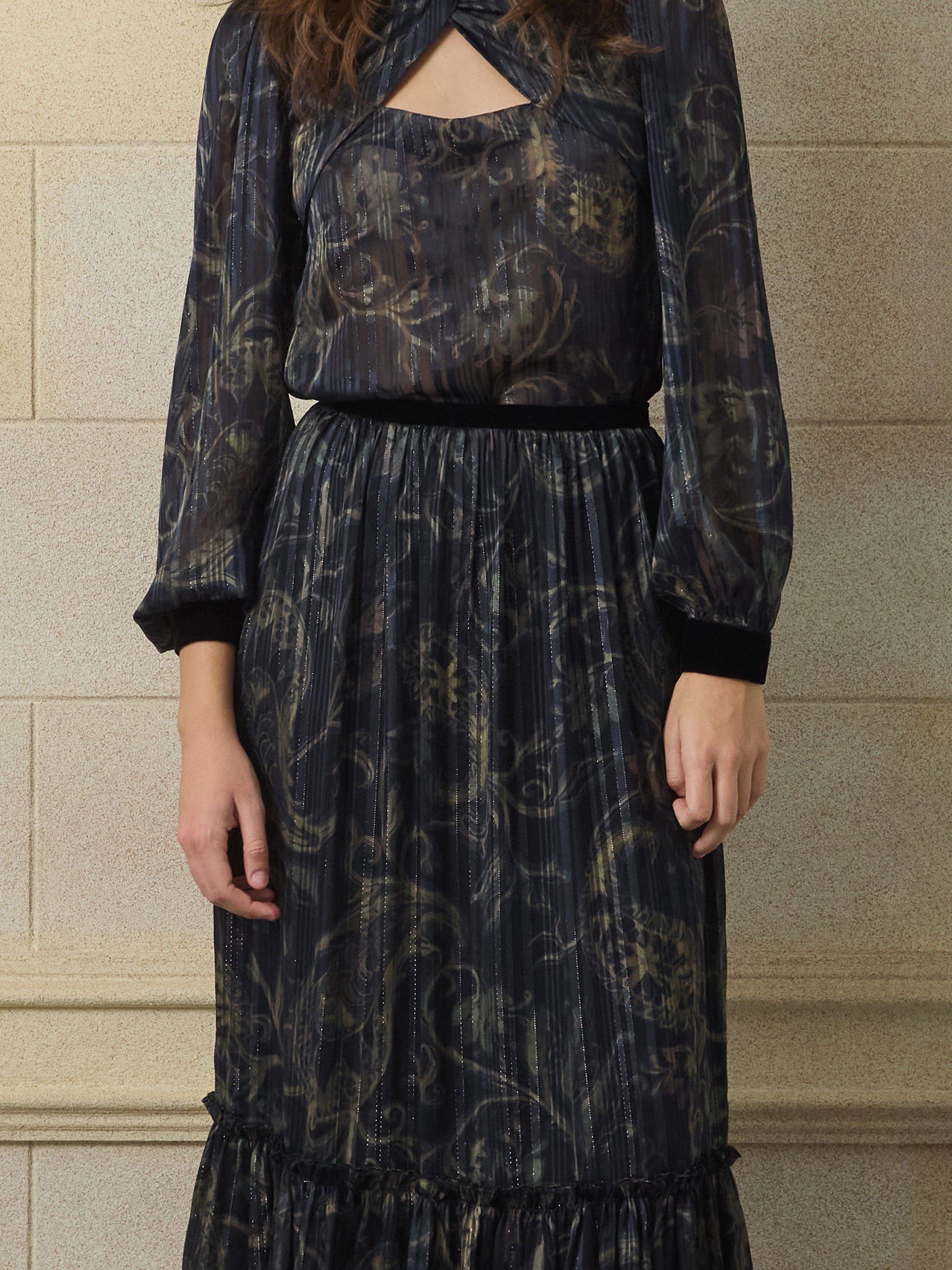 Falda unique larga estampado cachemir azul