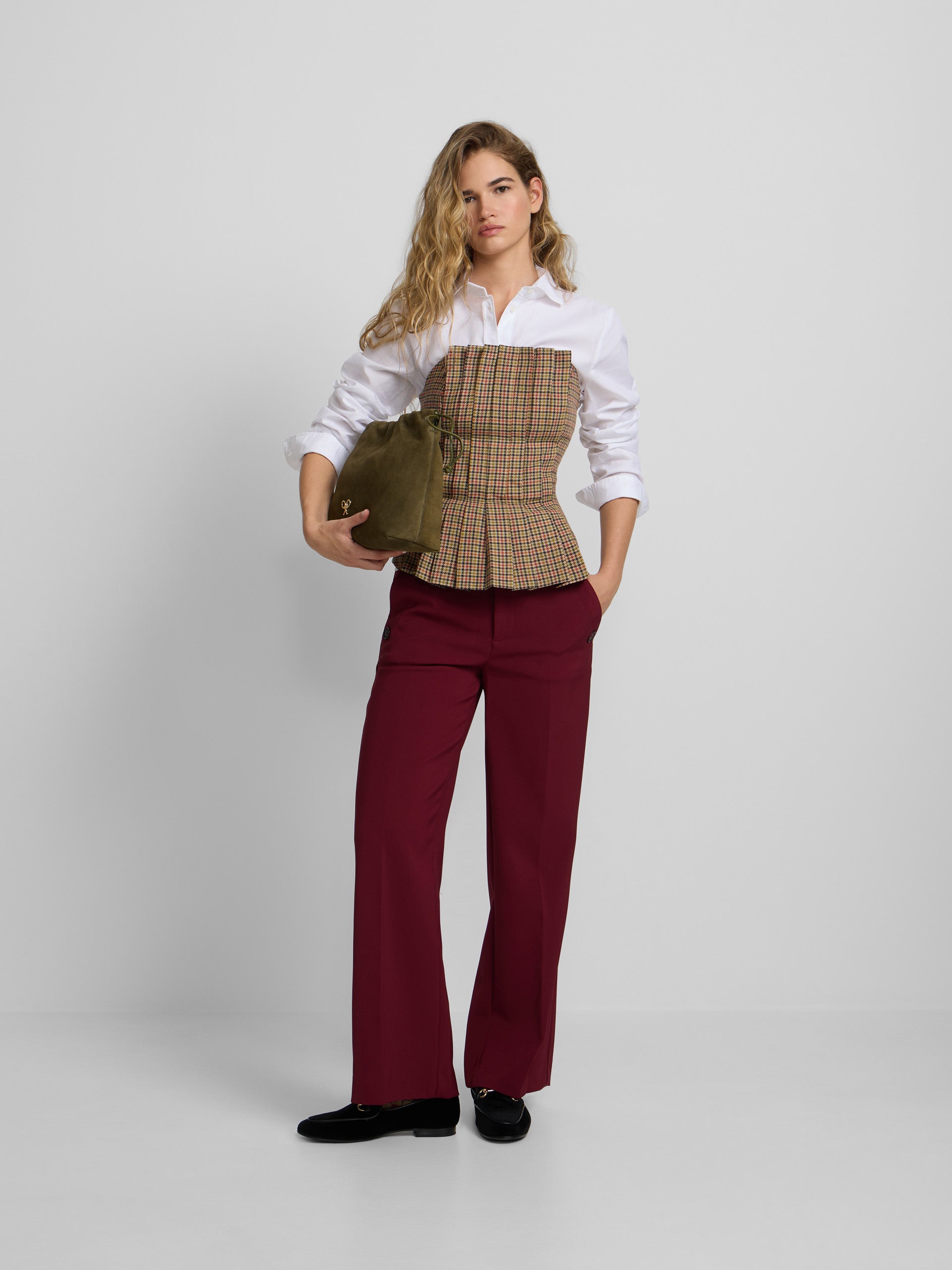 haut bustier à carreaux marron