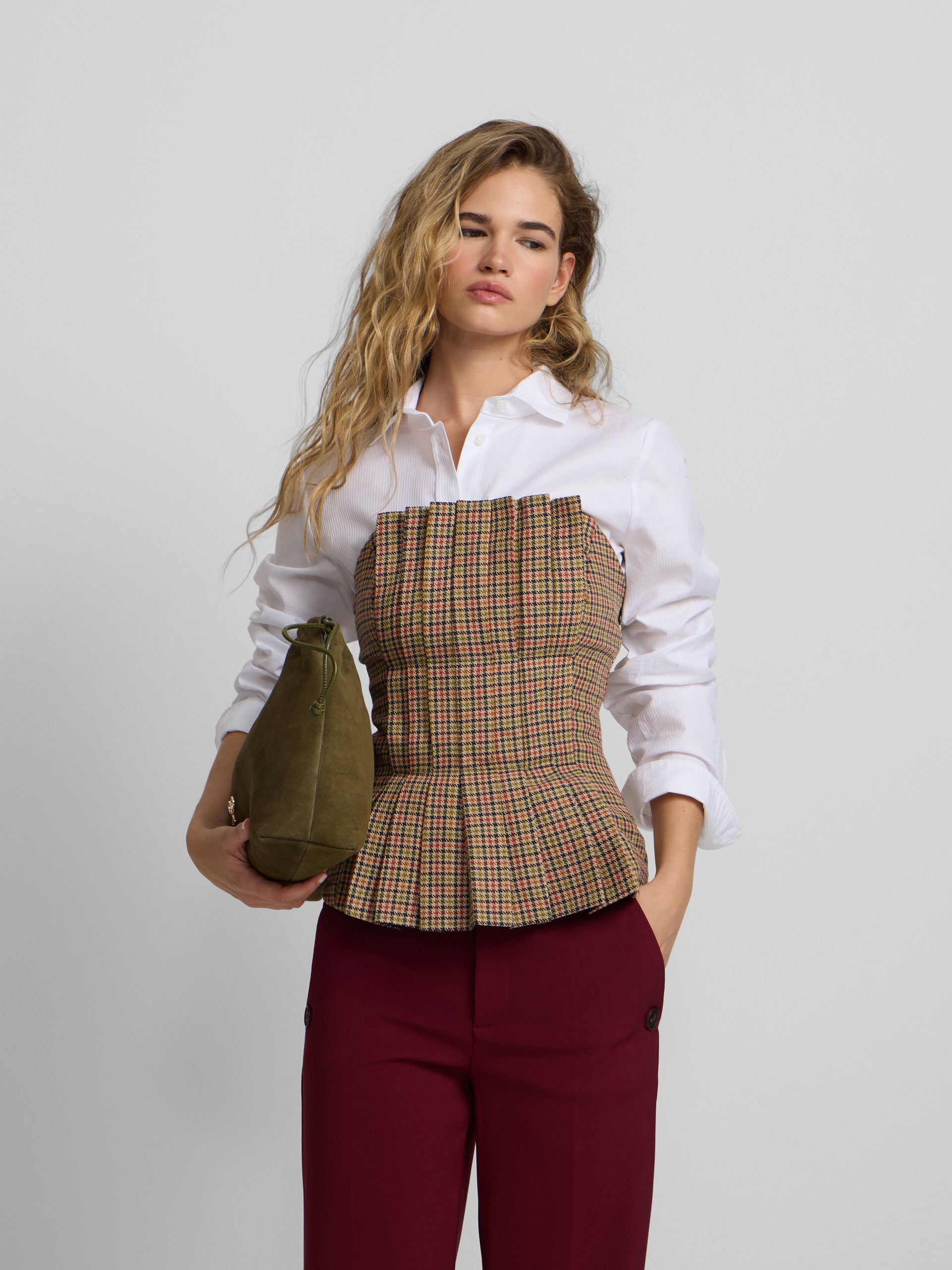 haut bustier à carreaux marron