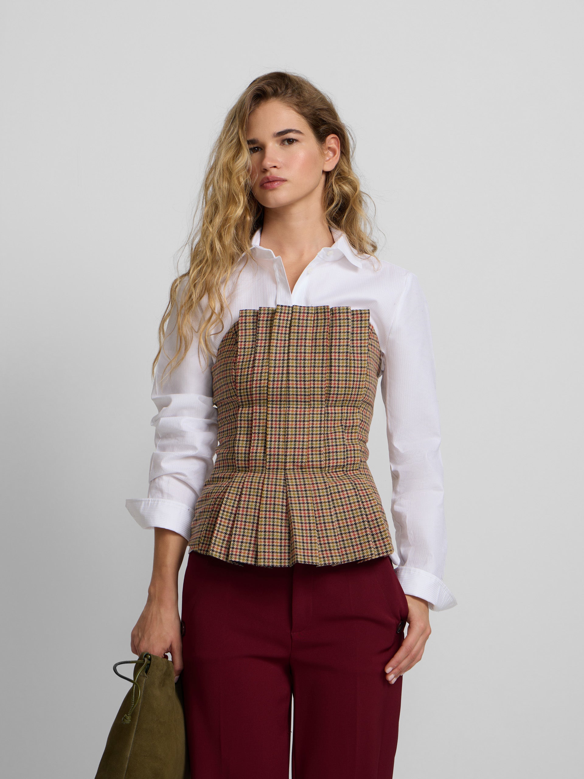 haut bustier à carreaux marron