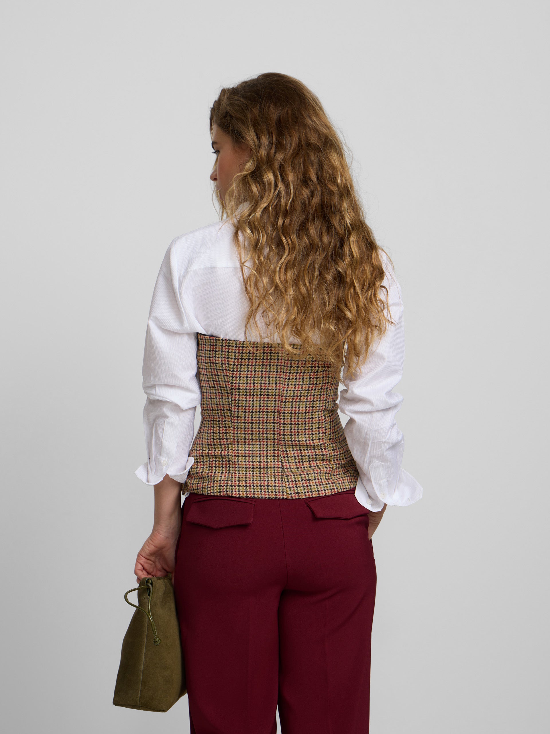 haut bustier à carreaux marron