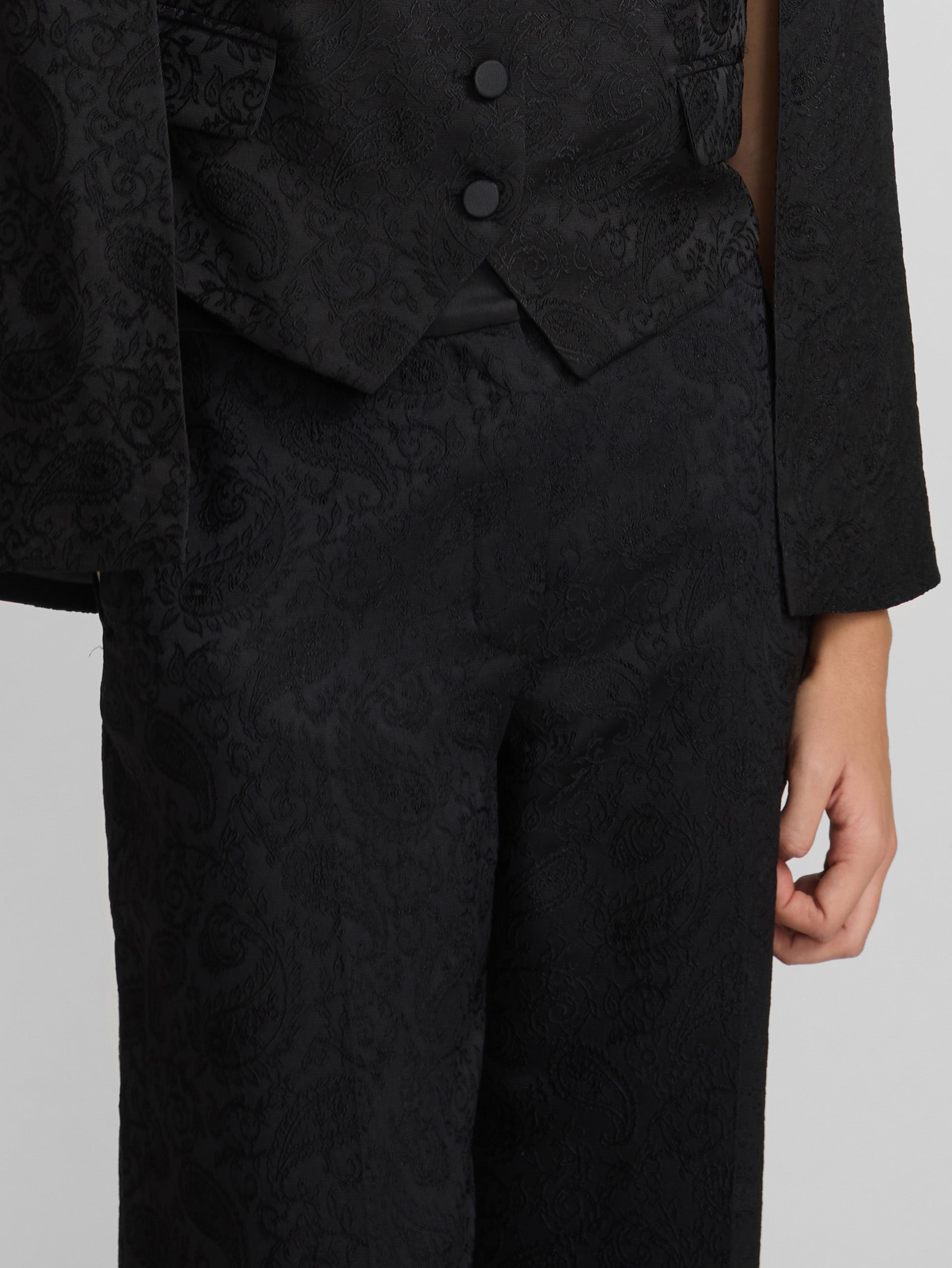 Pantalon vestir jacquard negro