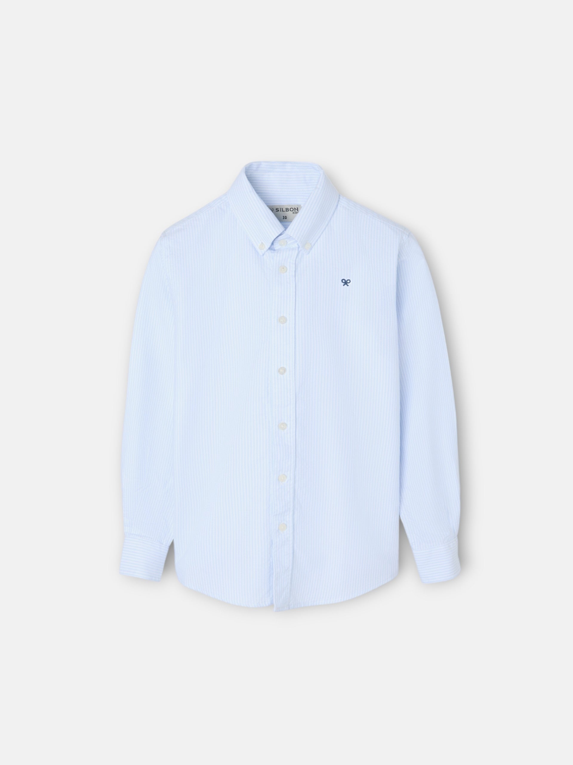 Chemise de sport Oxford à rayures bleu clair pour enfant