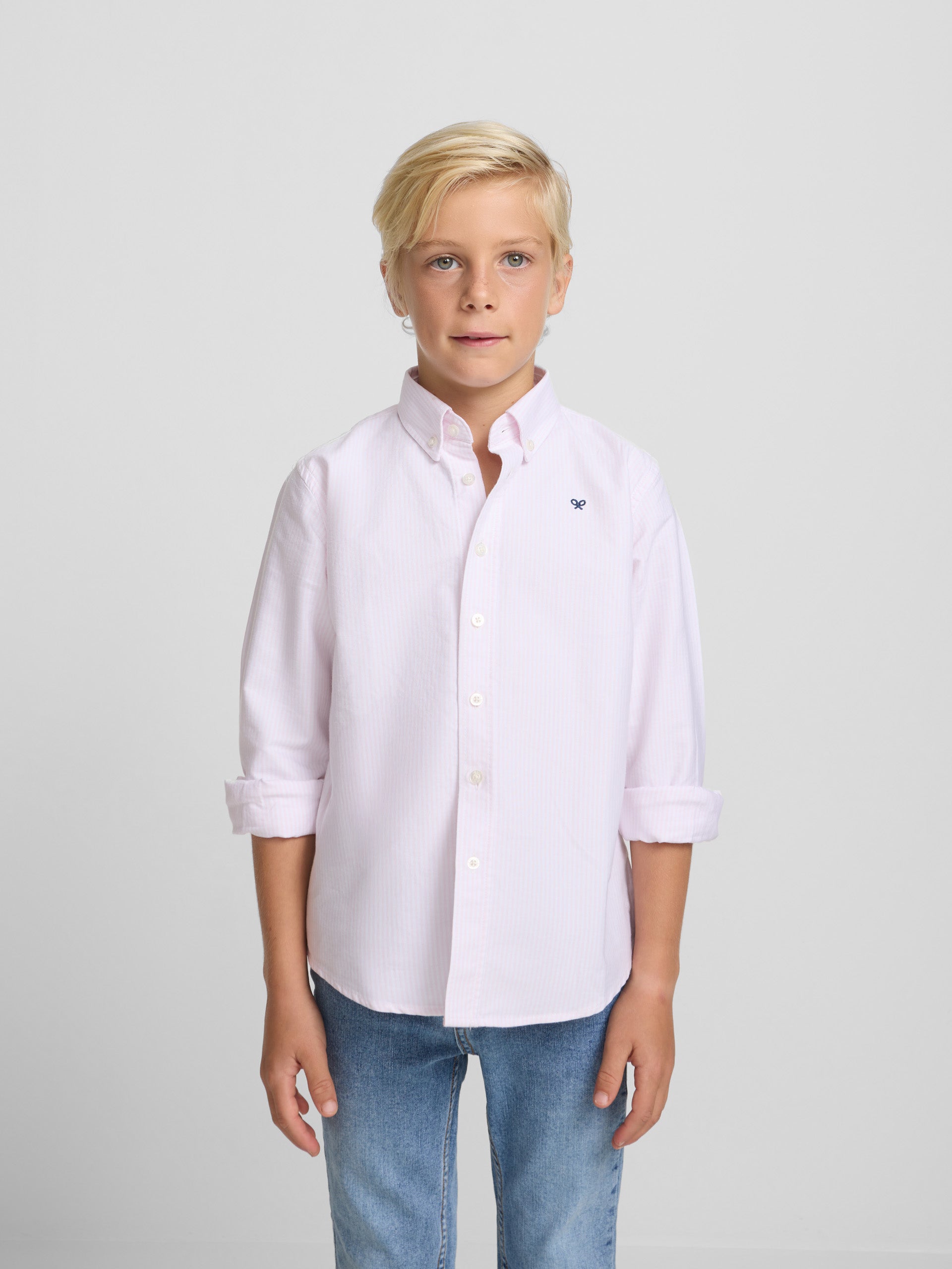Camisa sport kids oxford raqueta rayas rosa