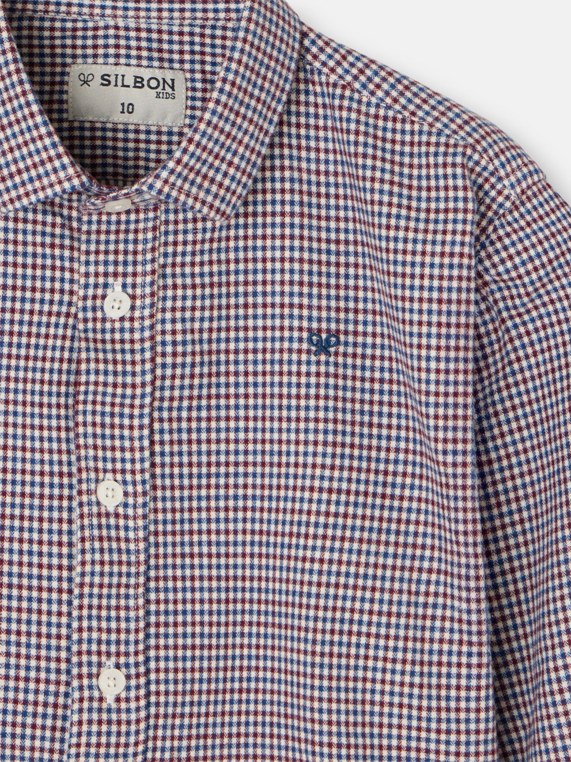 Camisa sport kids warm cuadrito bicolor burdeos marino