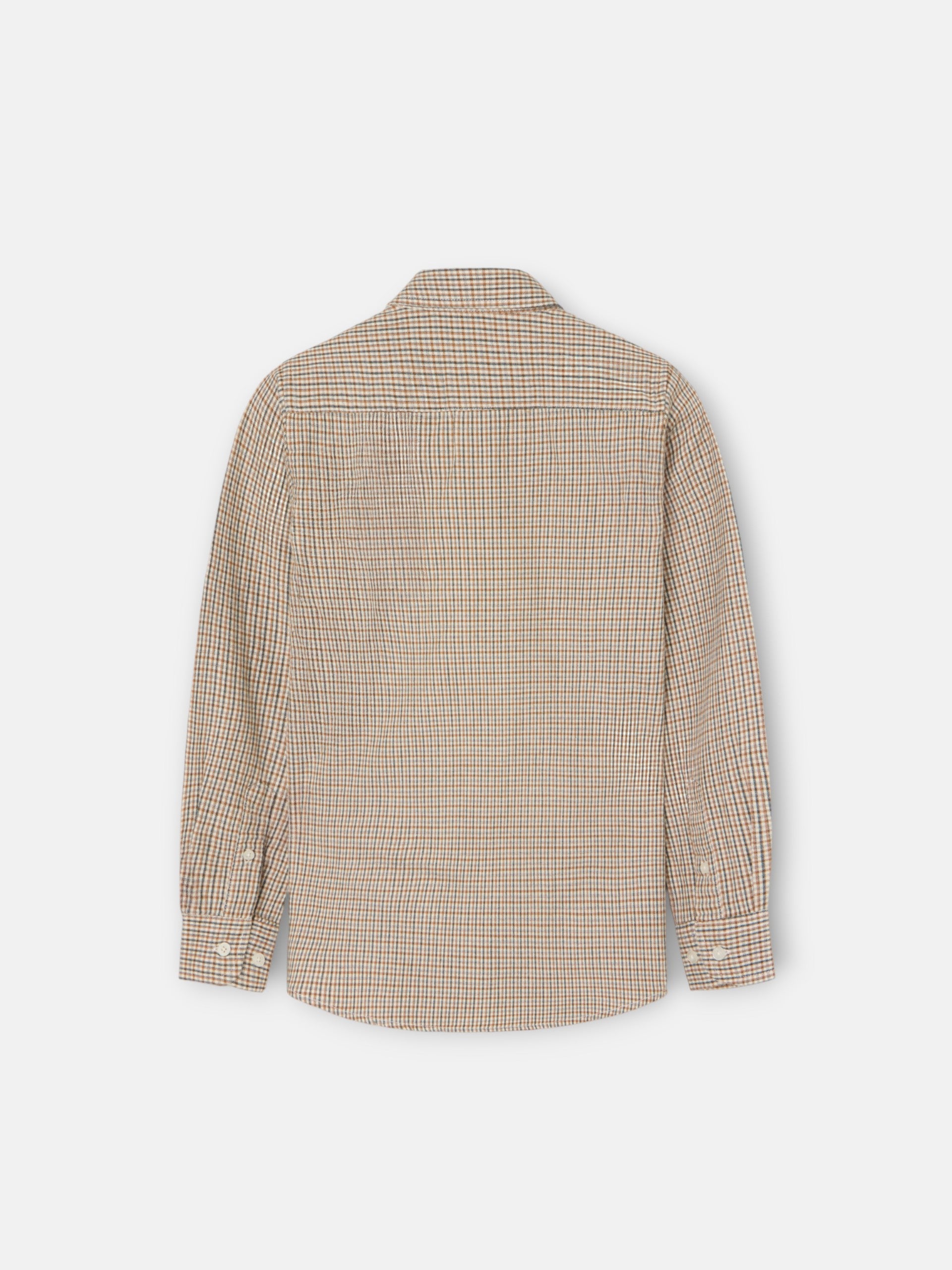 Camisa desportiva infantil aos quadrados bicolor verde mostarda