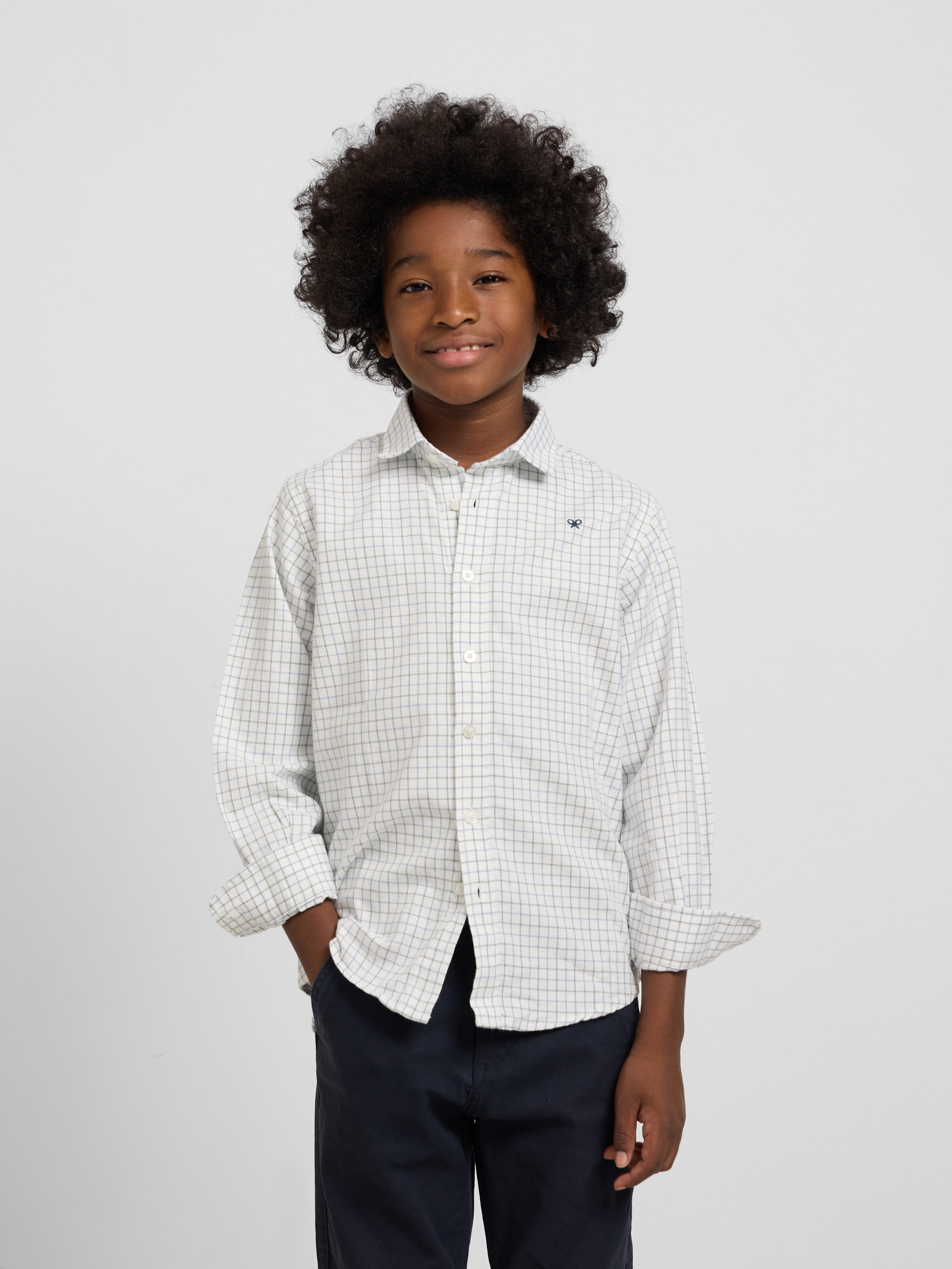 Camisa sport kids warm cuadro hunter azul verde