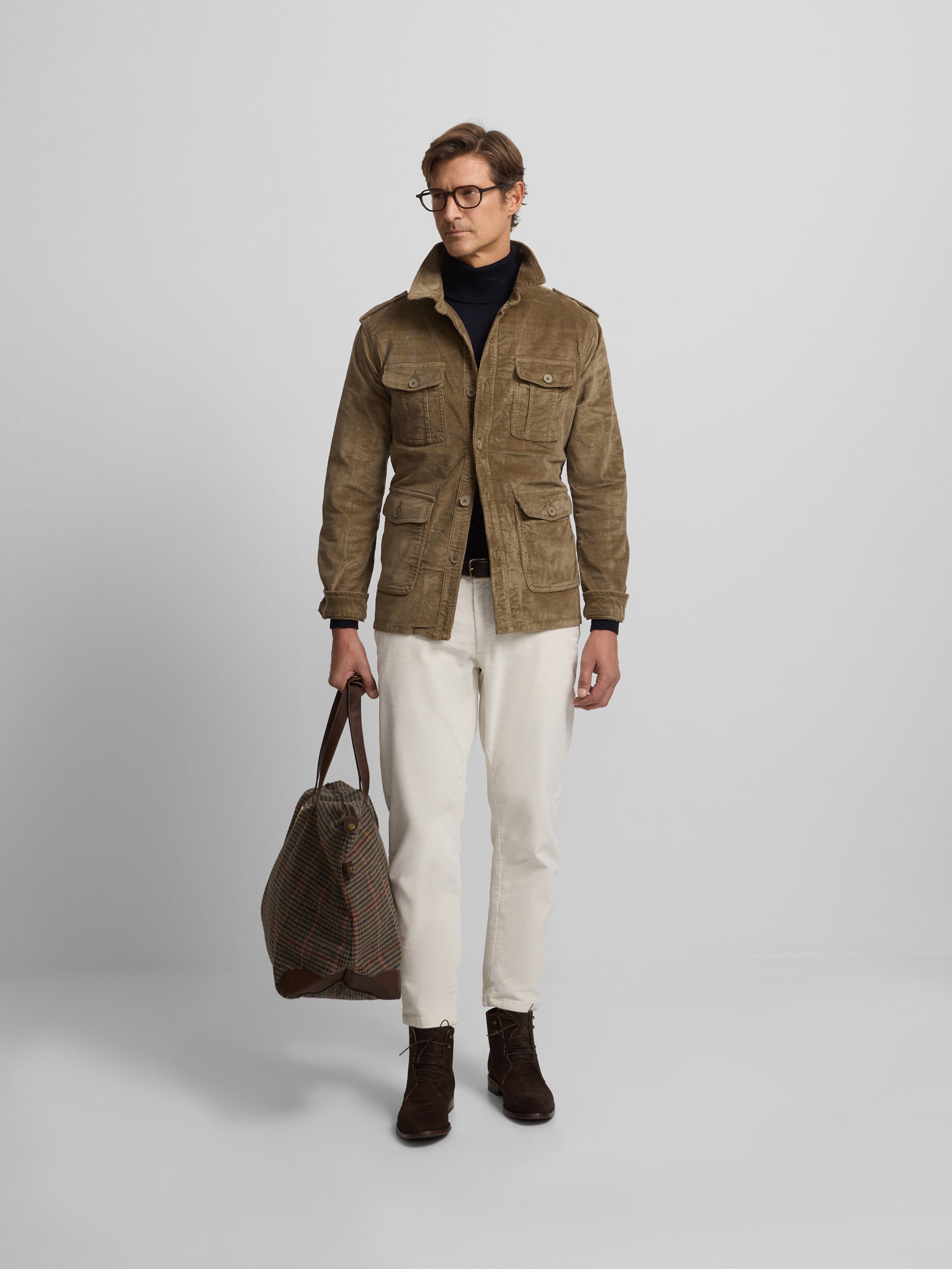 Khaki corduroy jacket with pockets