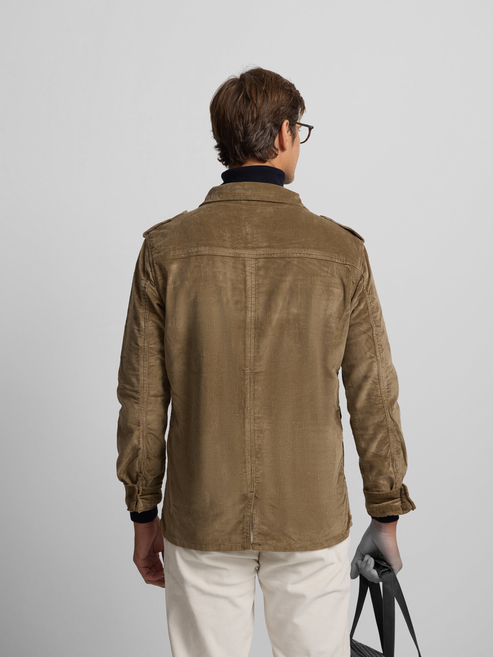 Khaki corduroy jacket with pockets