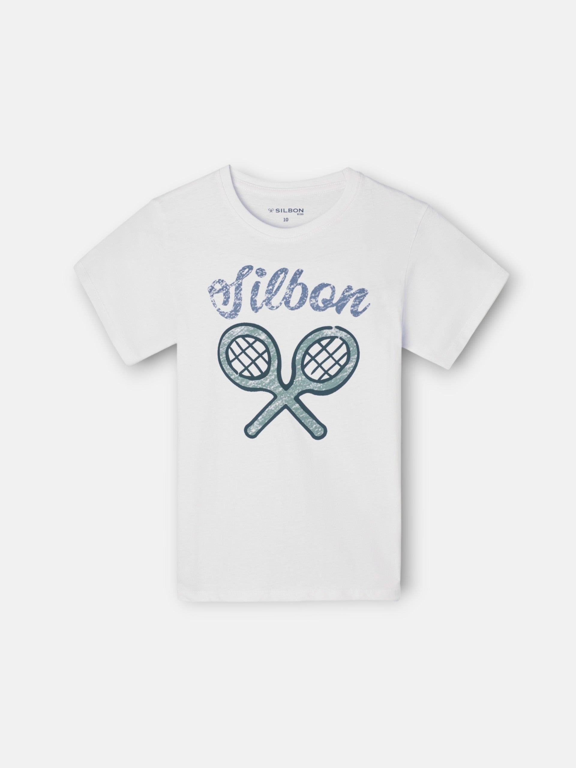 Camiseta kids logo raqueta verde blanca