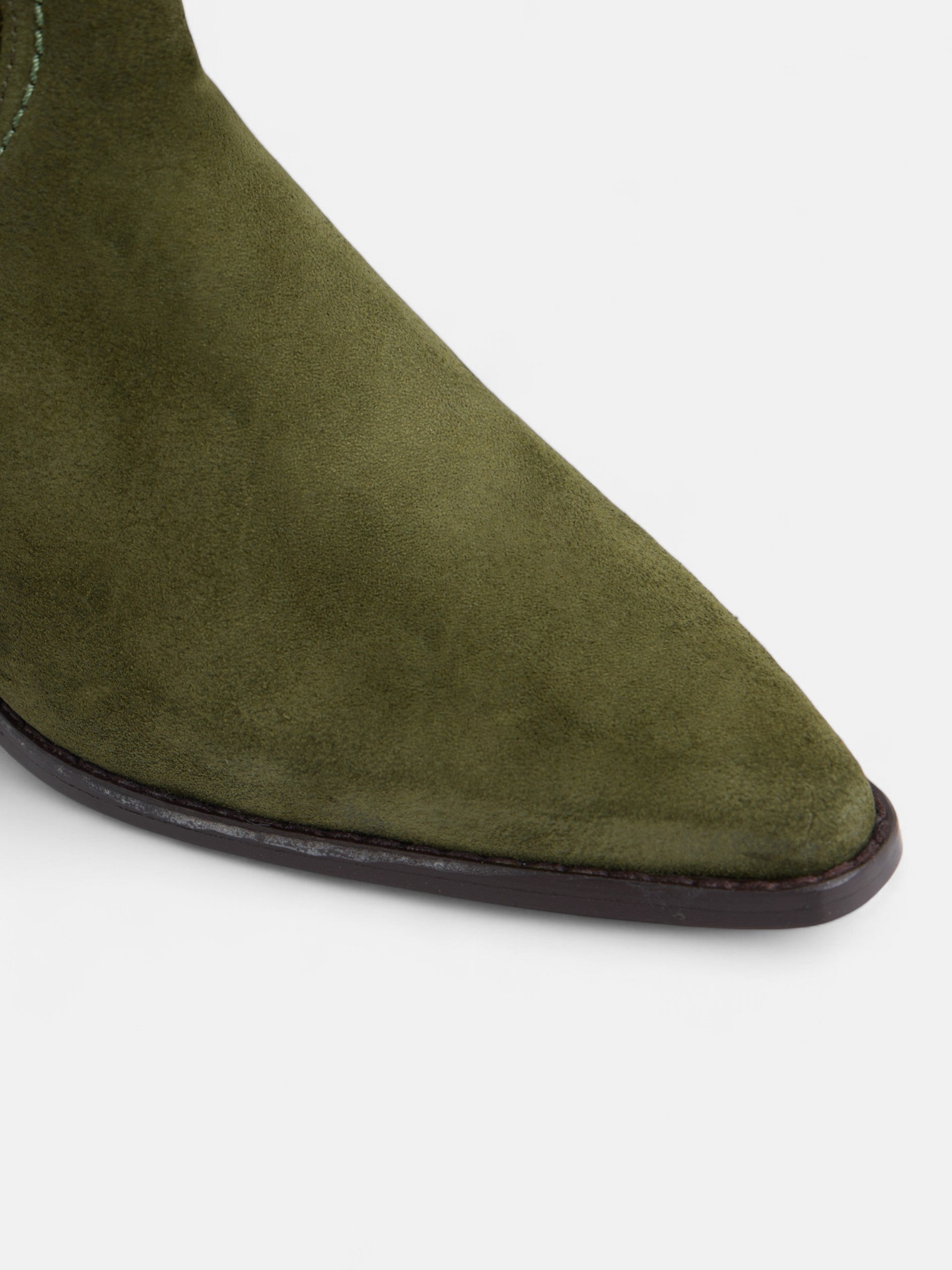 Green suede cowboy boots
