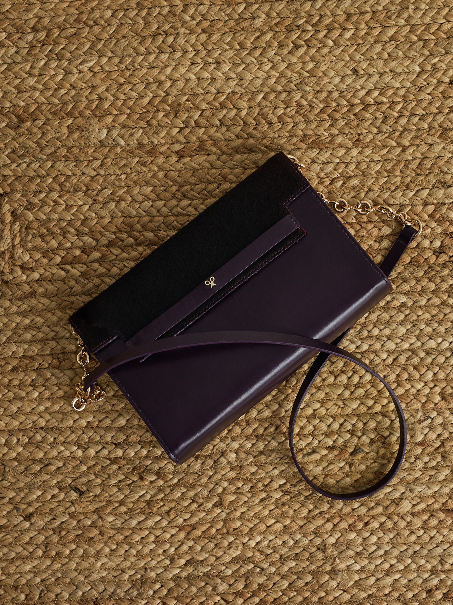 Bolso solapa piel morado