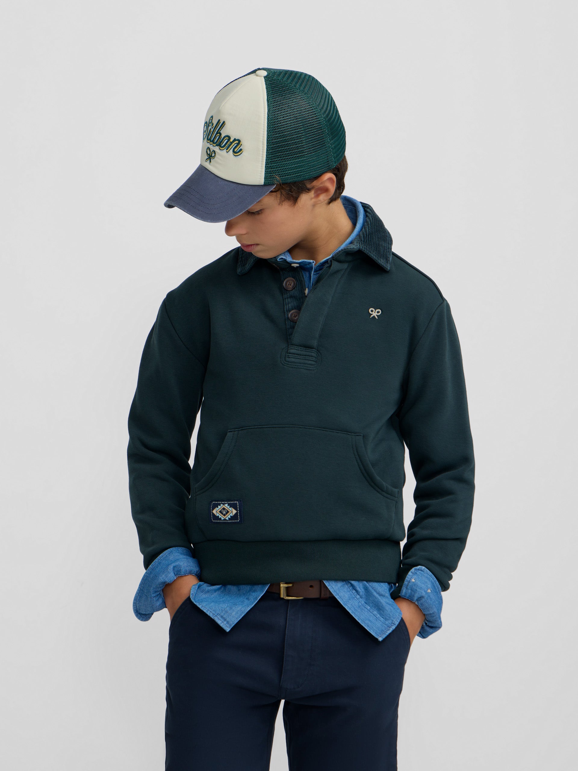 Forro polar kids canguro verde medio