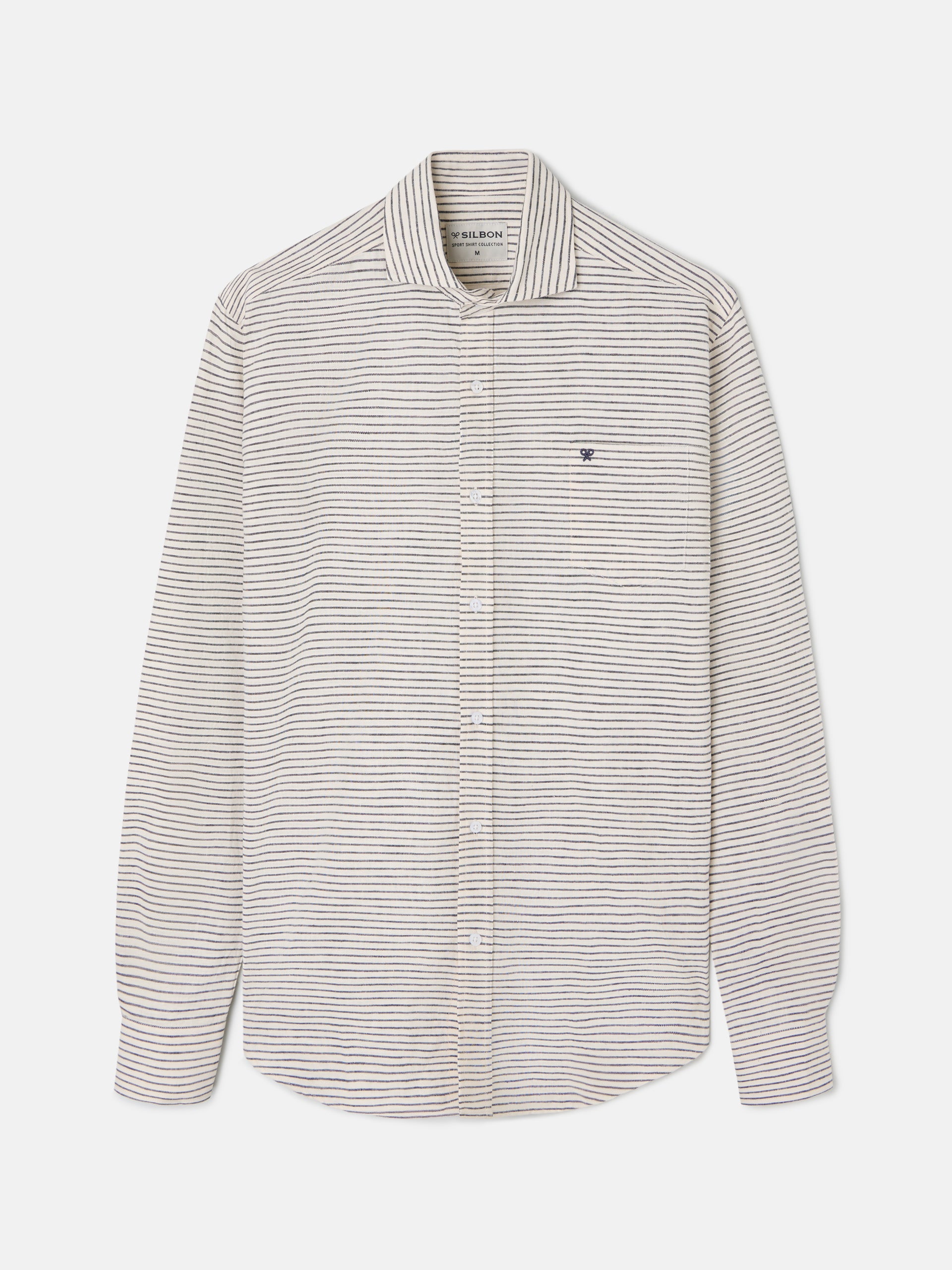 Camisa sport bolsillo raya horizontal azul marino