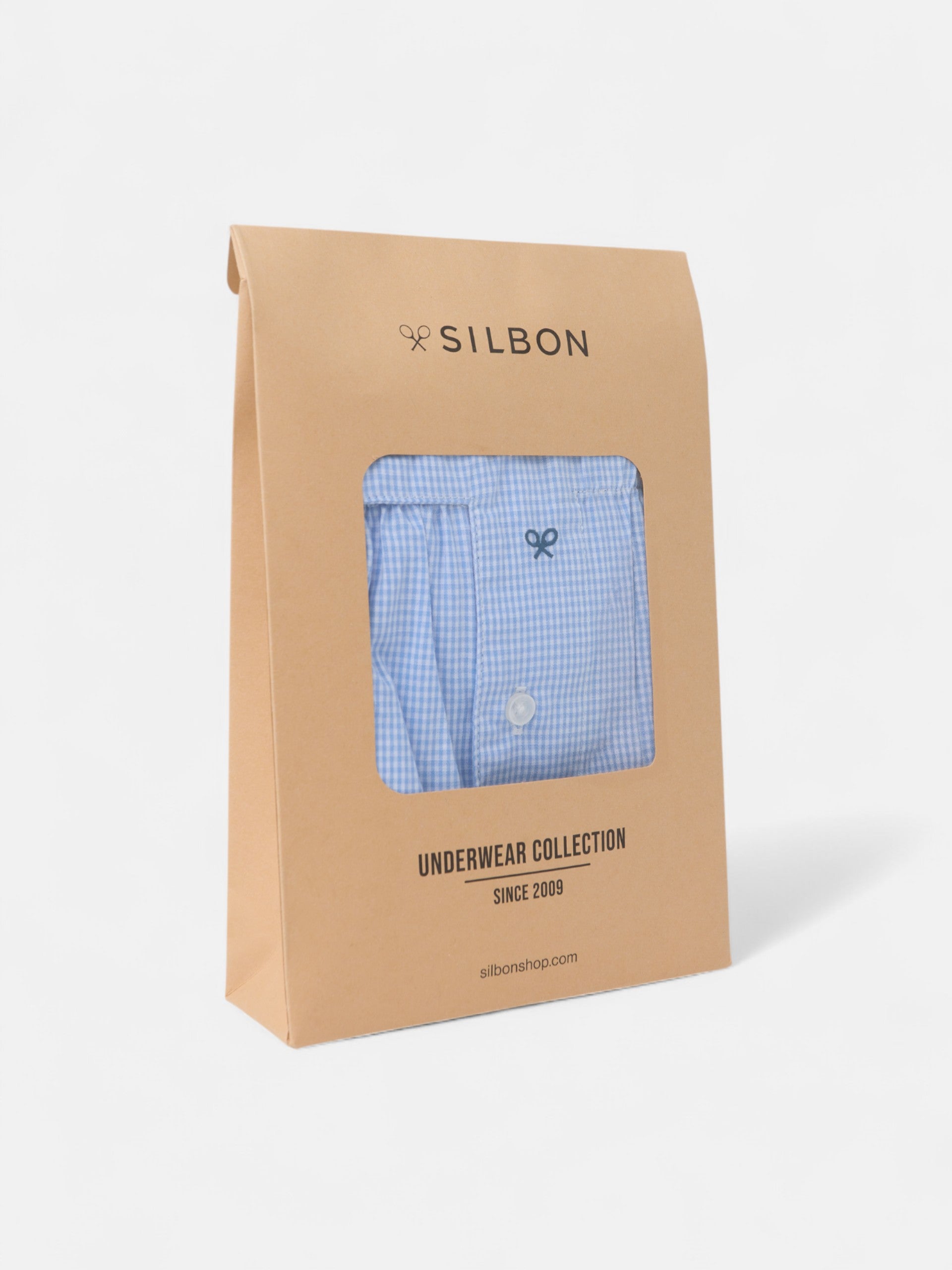 Mini slip à carreaux bleu clair