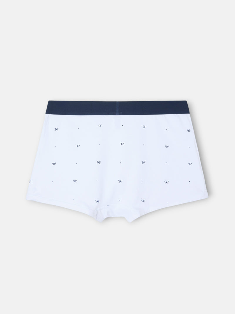 Boxers brancos com raquetes e pontos
