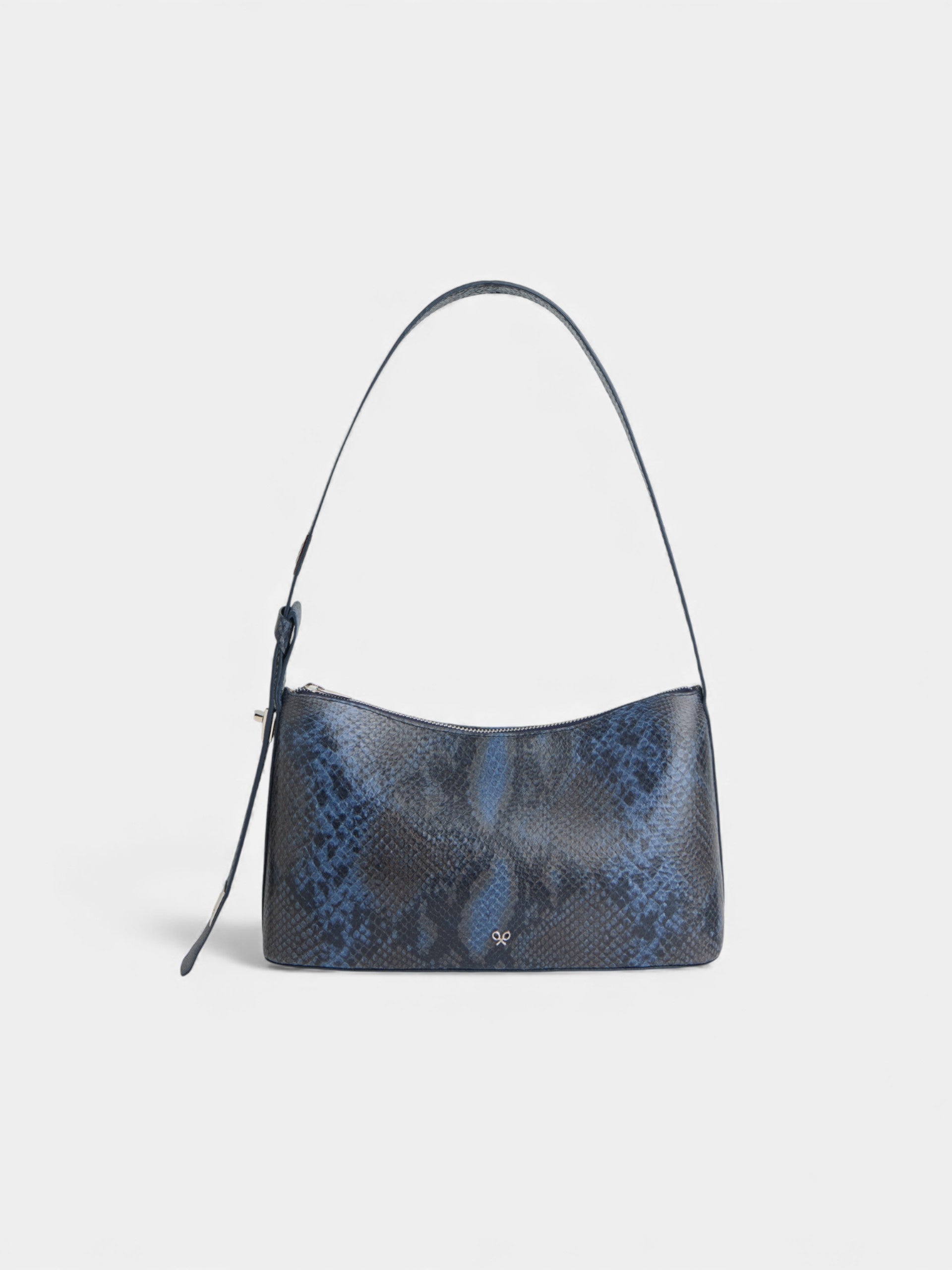 Pochette en cuir imprimé animal bleu