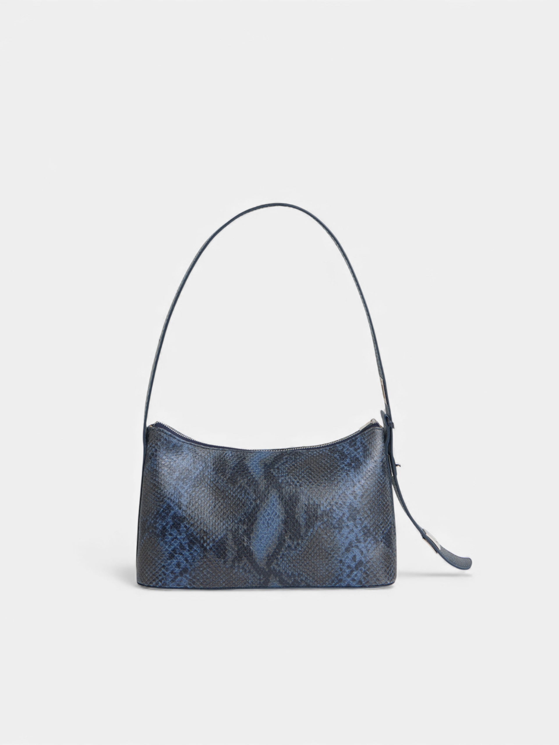 Bolsa pochette em pele com estampado animal azul