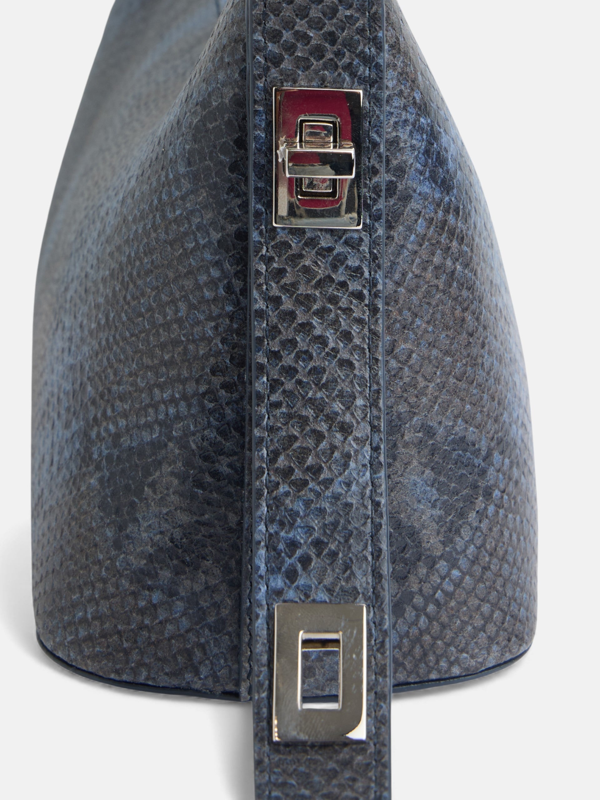 Pochette en cuir imprimé animal bleu
