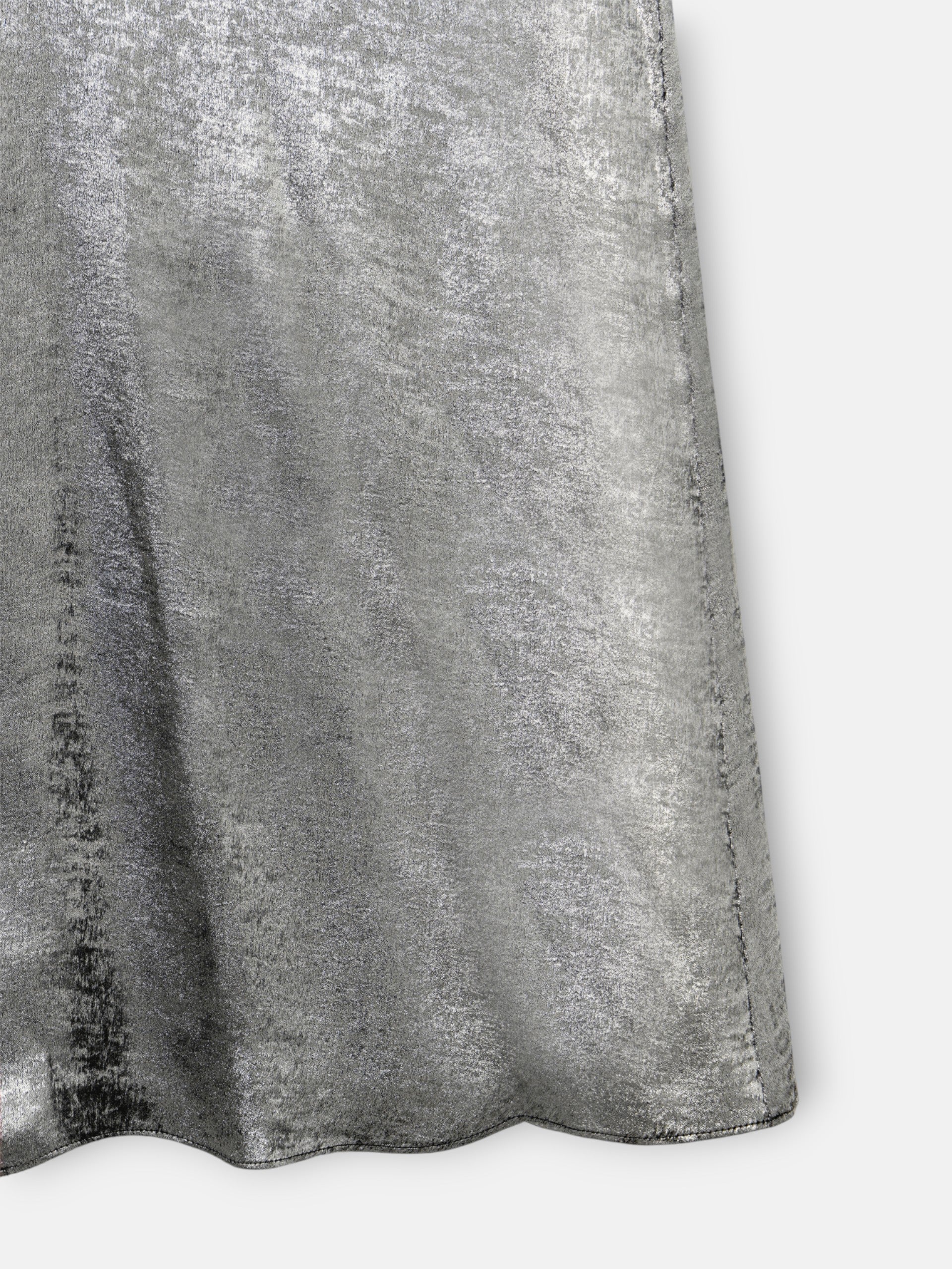 Vestido largo asimetrico plata