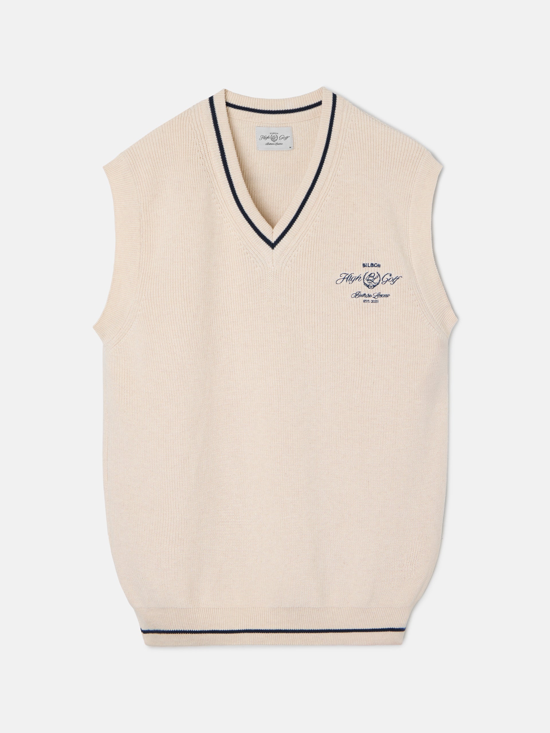 Gilet en tricot à col en V crème Beltran Lozano