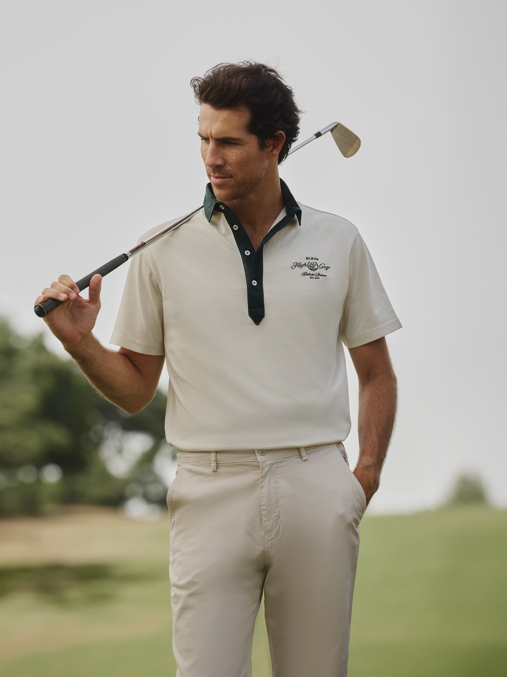 Polo Beltran Lozano à poche bicolore blanche