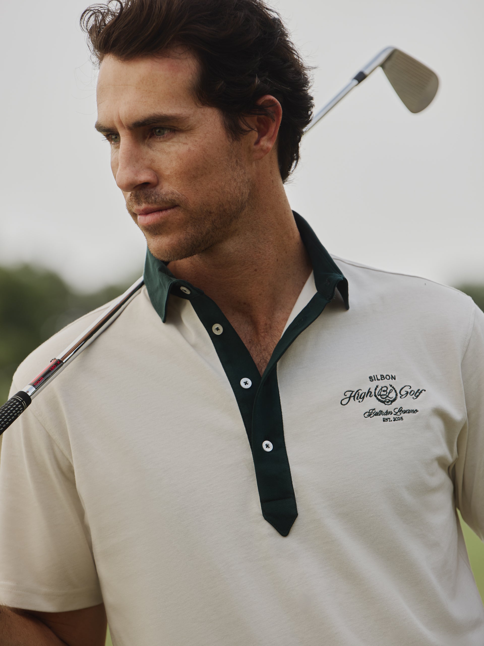 Polo Beltran Lozano à poche bicolore blanche