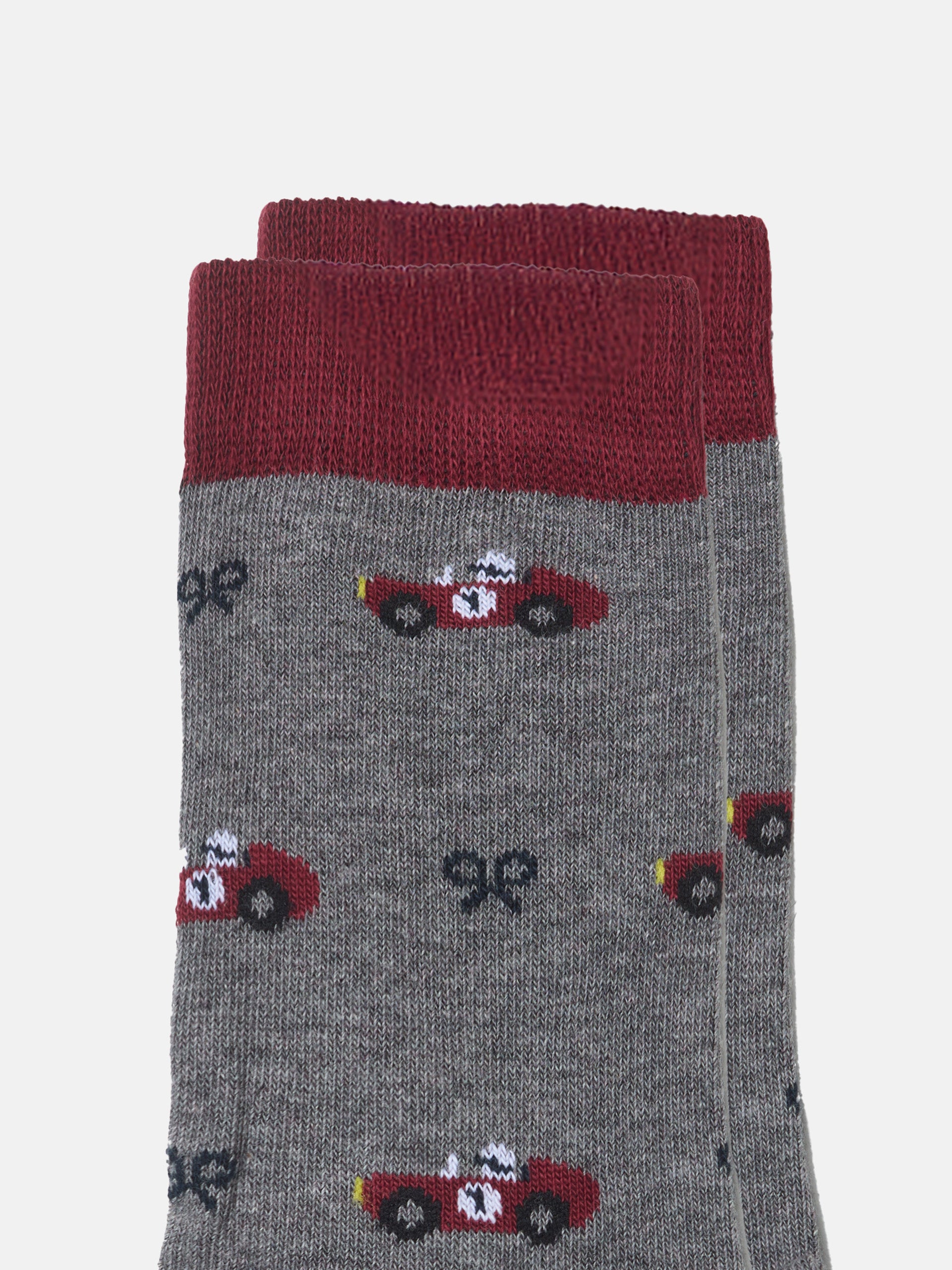 Chaussettes enfant grises à motif voiture