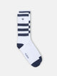 White sport socks with navy stripes