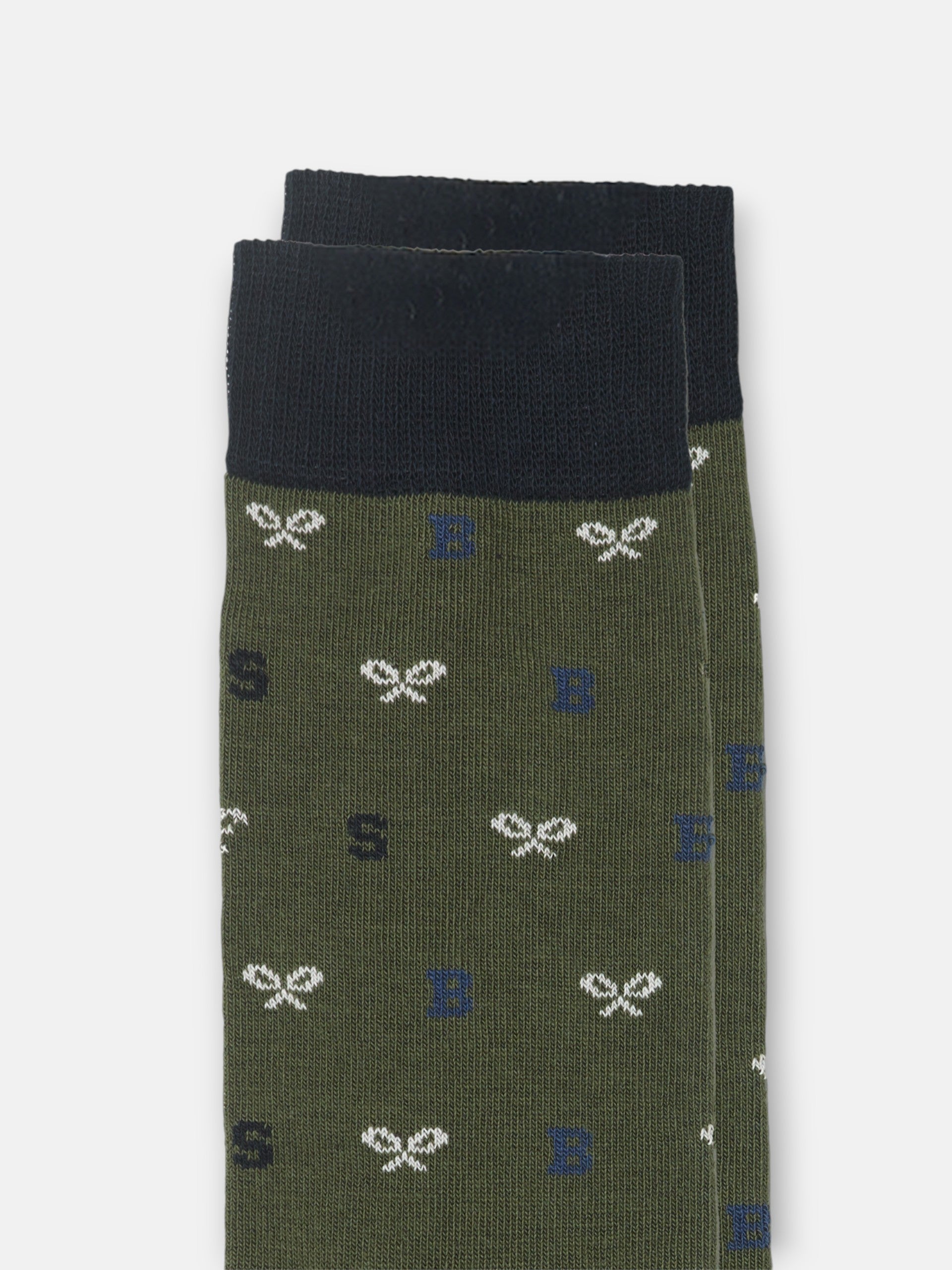 Green letter-patterned socks