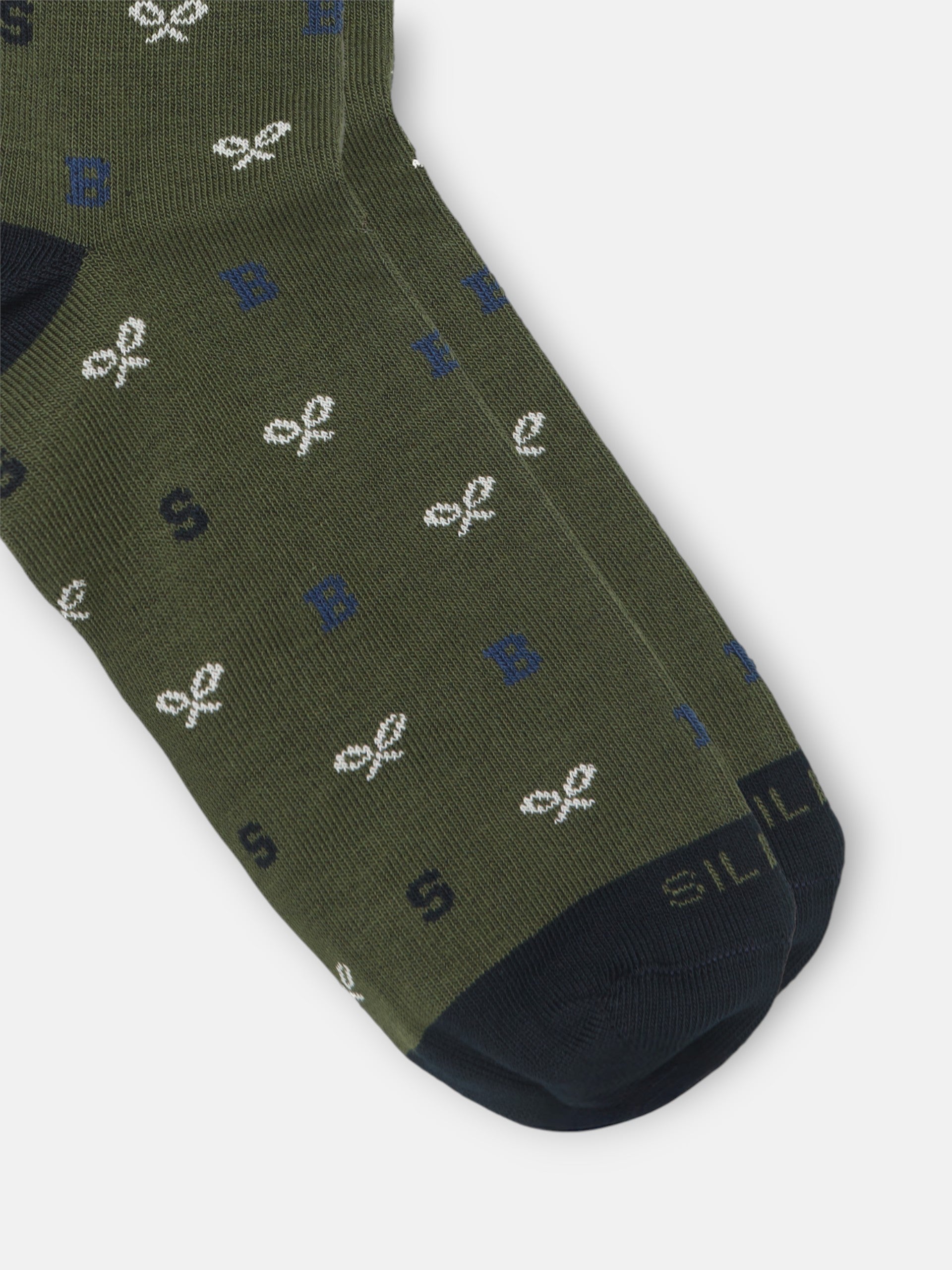 Green letter-patterned socks