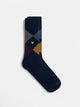Navy blue diamond-shaped socks