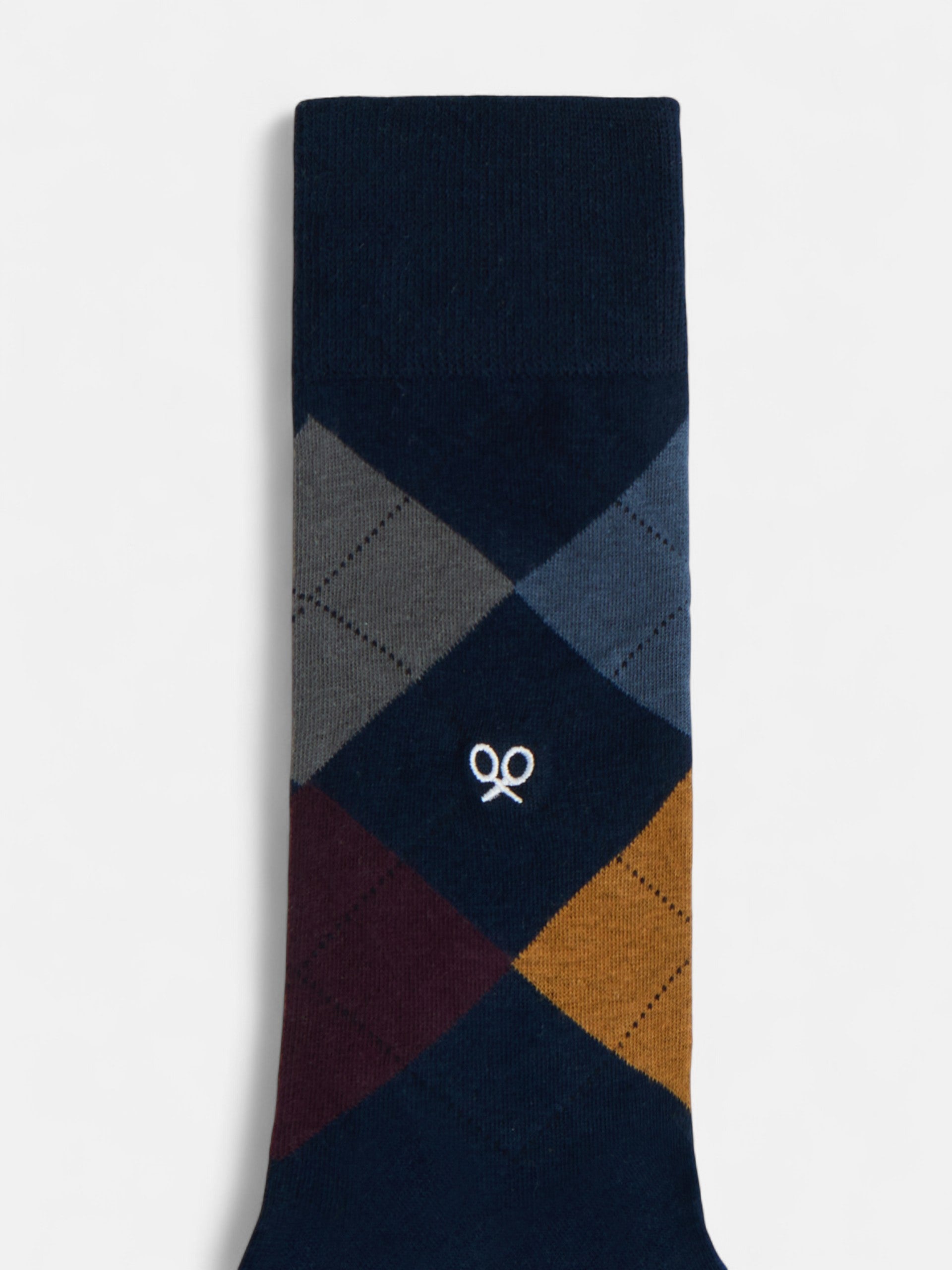 Navy blue diamond-shaped socks