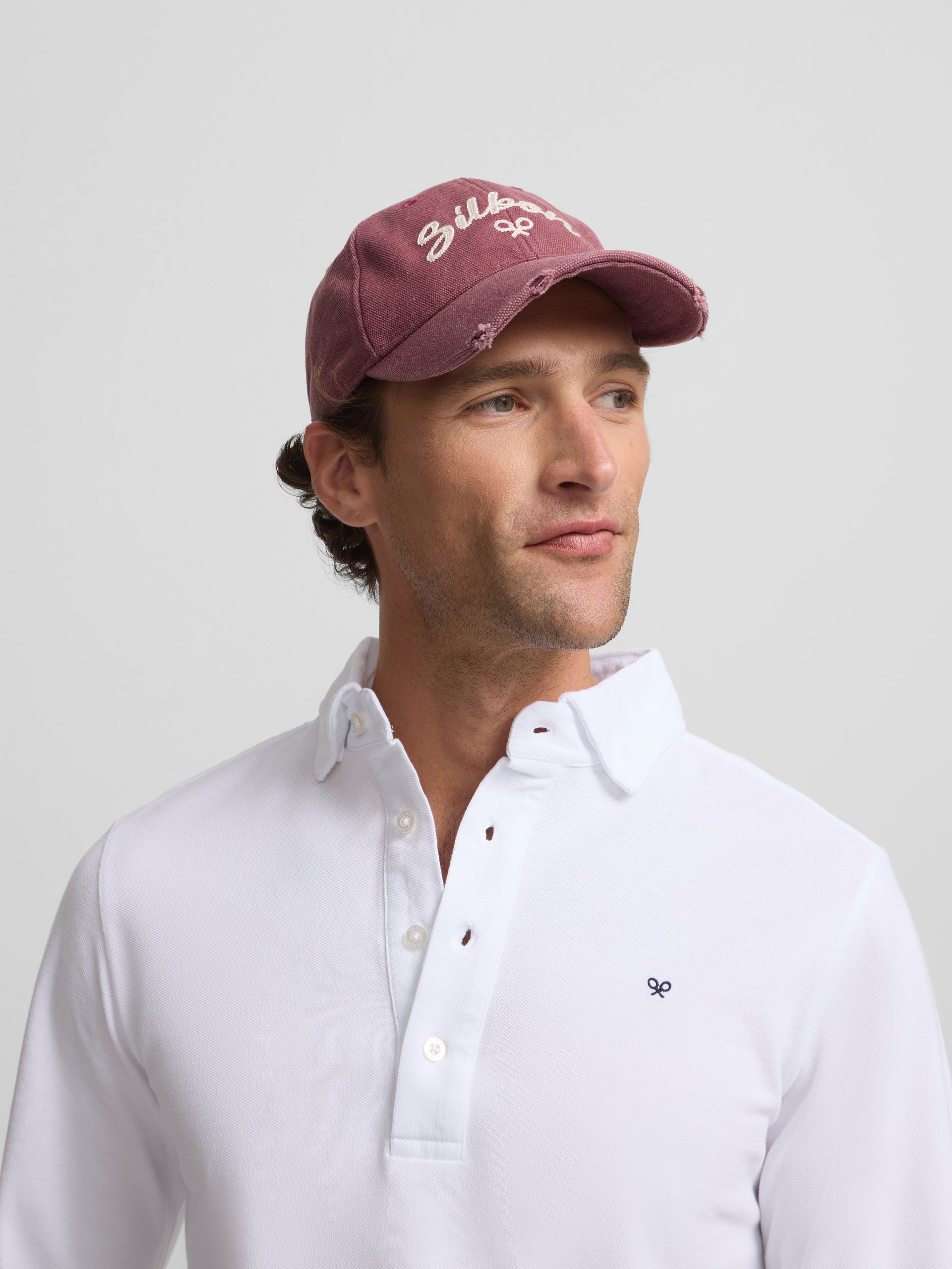 Polo liso de manga comprida branco