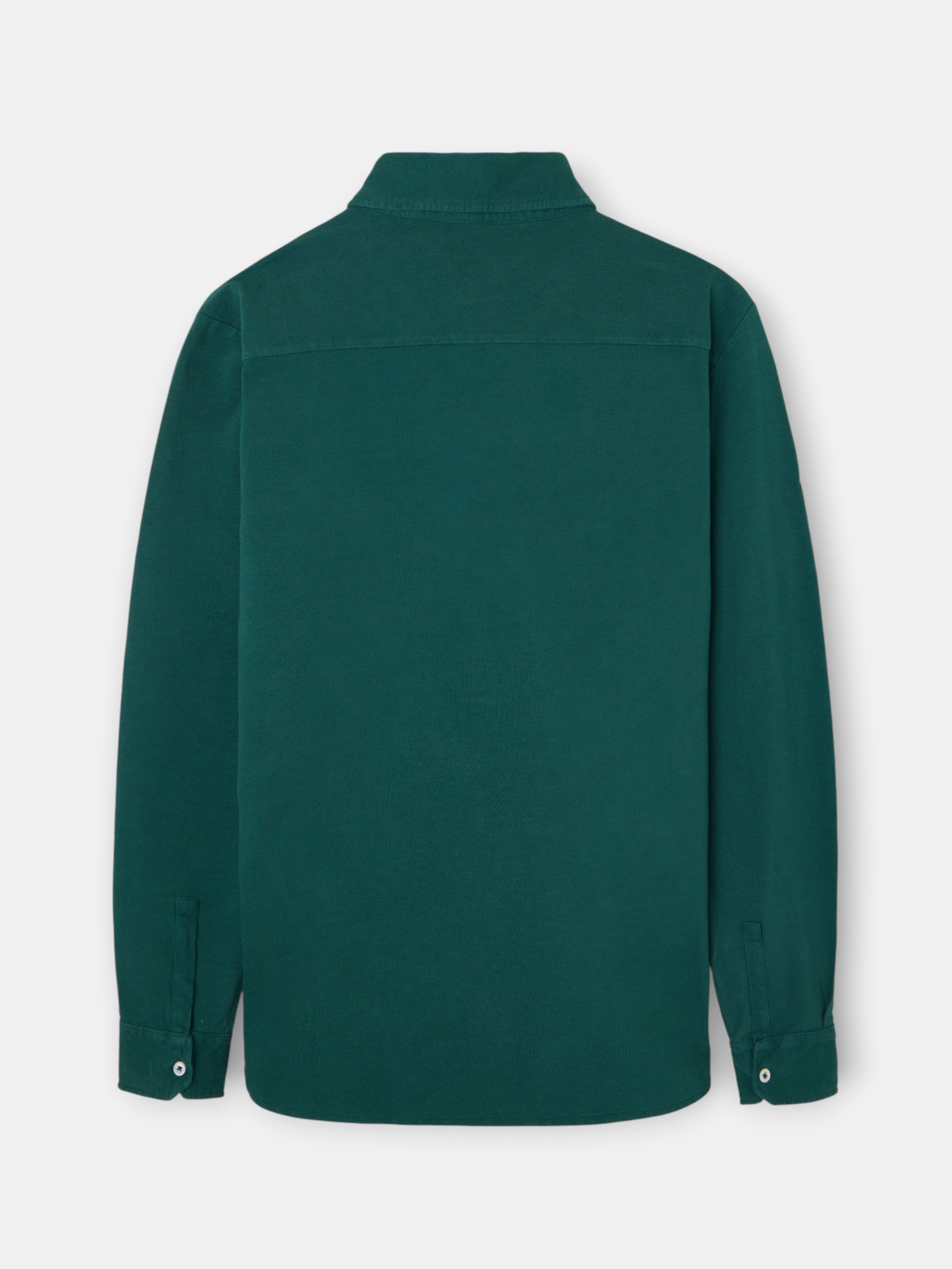 Polo liso de manga comprida verde escuro