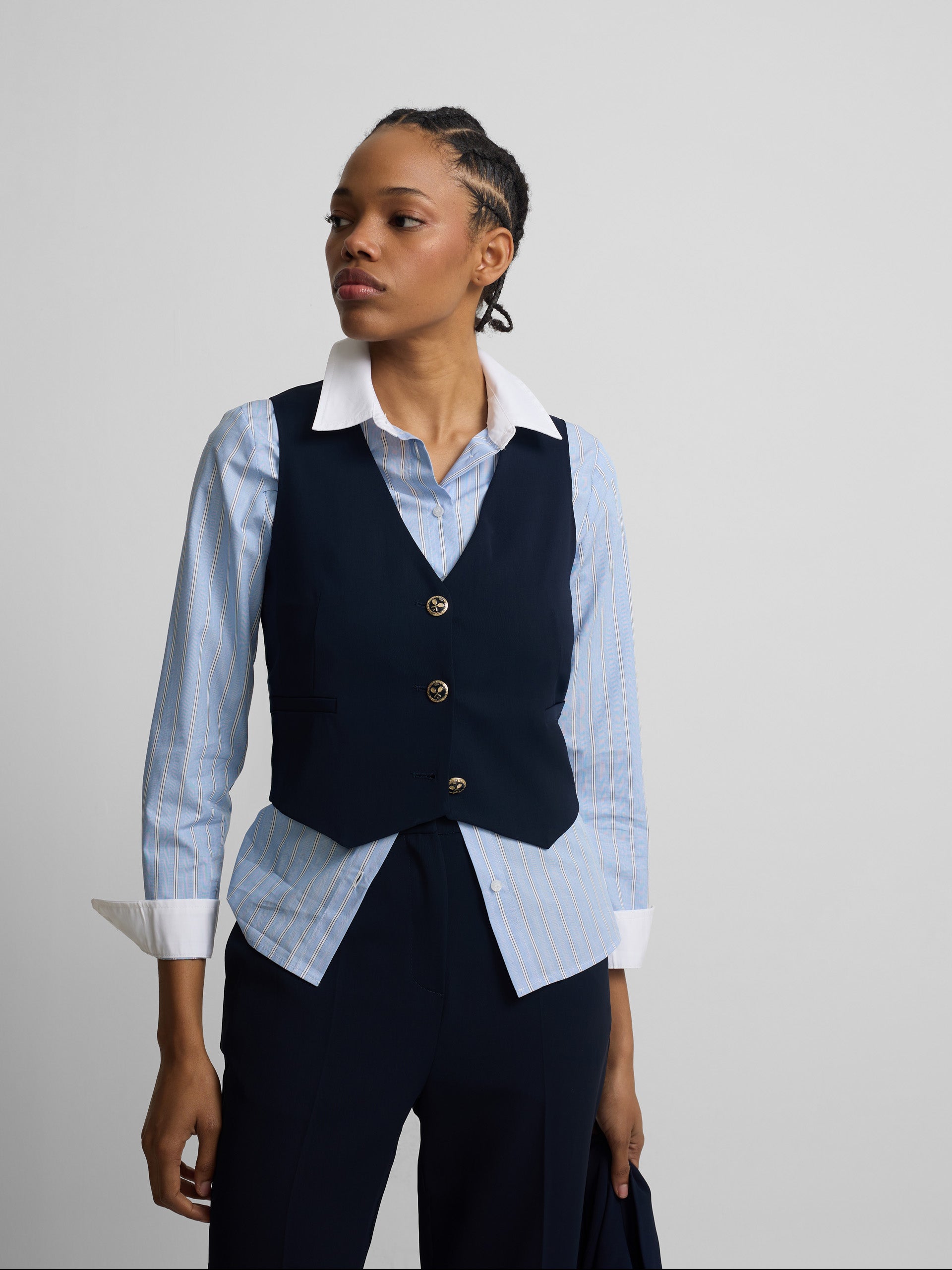 Chaleco woman clasico azul marino