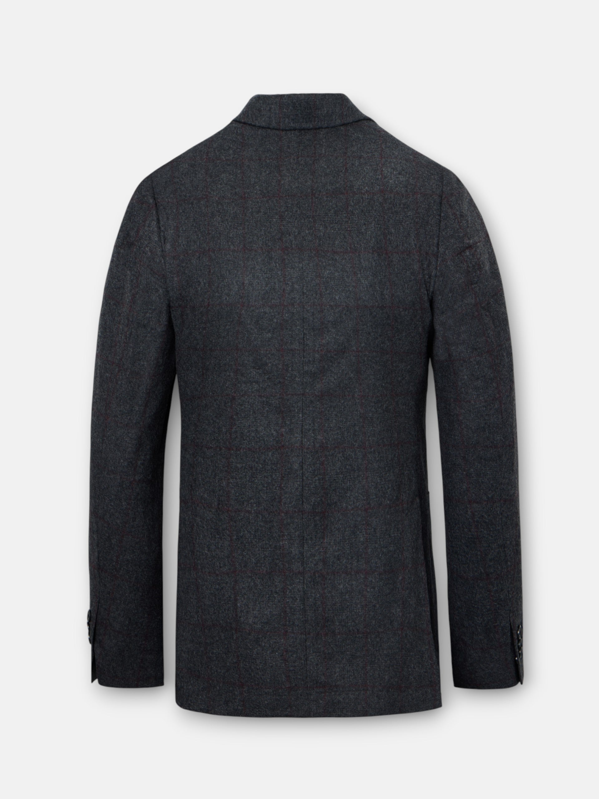 Unique Prince of Wales grey blazer with burgundy profile