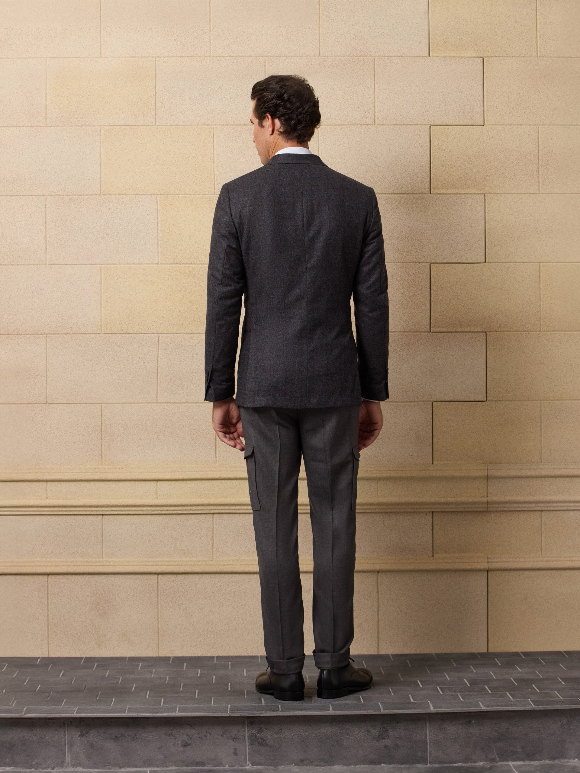 Unique Prince of Wales grey blazer with burgundy profile