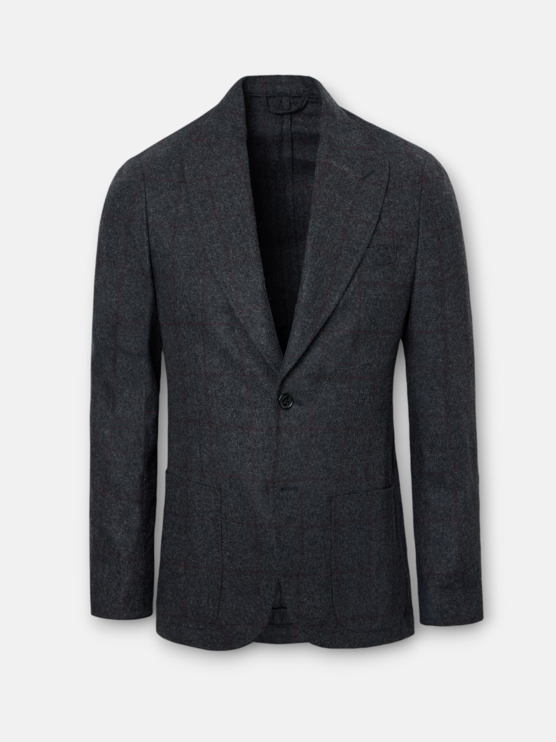 Unique Prince of Wales grey blazer with burgundy profile