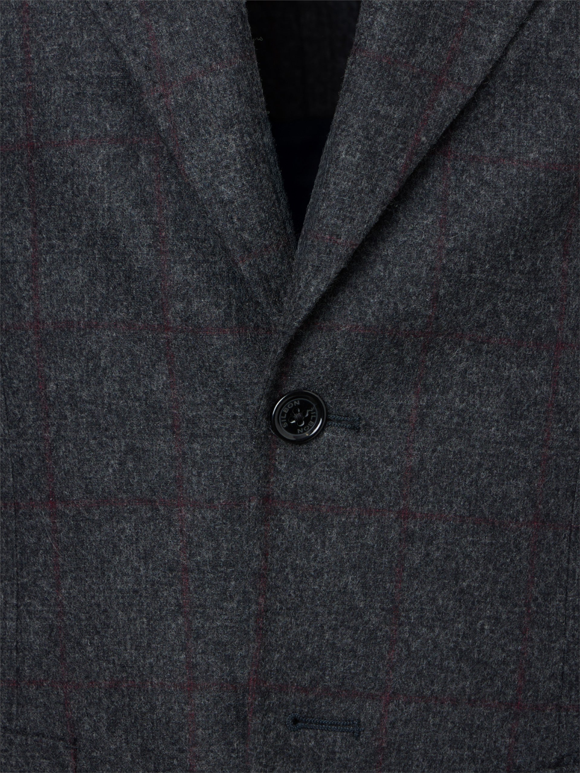 Unique Prince of Wales grey blazer with burgundy profile